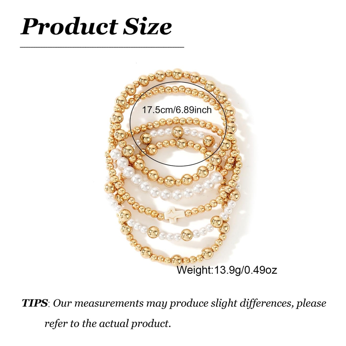 Harry and Henry Gold Beaded Bracelets for Women Gold Pearl Elegant Stackable Bracelets Set Trendy Jewelry Gifts Birthday Valentines Day Gifts for Women