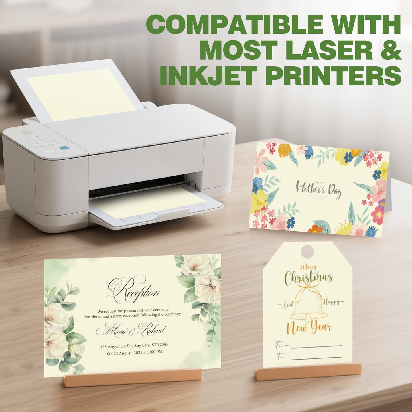 TUXIYA 300 Sheets Cream Cardstock Paper,8.5 x 11 Inch Cardstock Paper,180 GSM/65 LB Card Stock Printer Paper for Art,Invitations,DIY Cards,Watercolor & Craft Projects