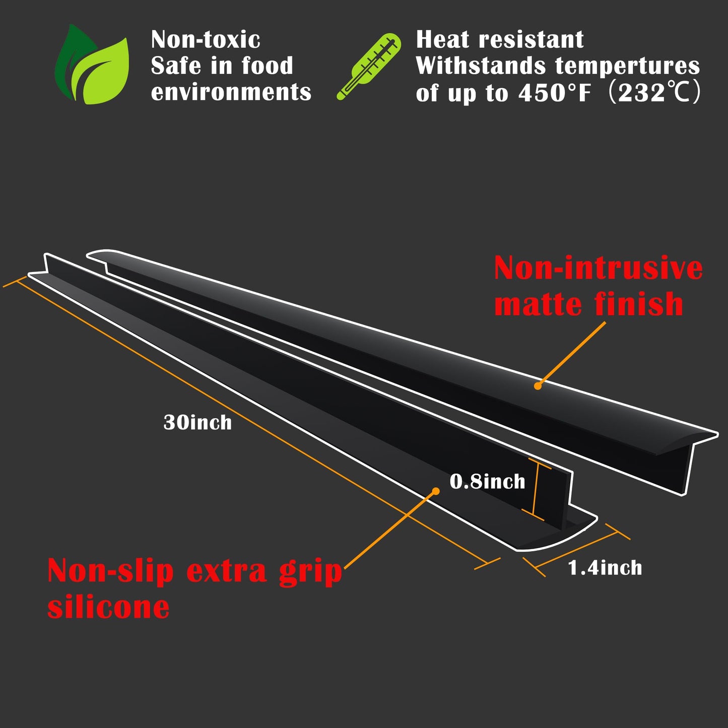 KindGa Stove Gap Covers, Silicone Counter Gap Filler for Stove, 30 Inches Can Be Cut to Any Size for 0.2-1 inch Gap, Seal Spills between Appliances Countertop Furniture Stoves Ovens(Set of 2, Black)