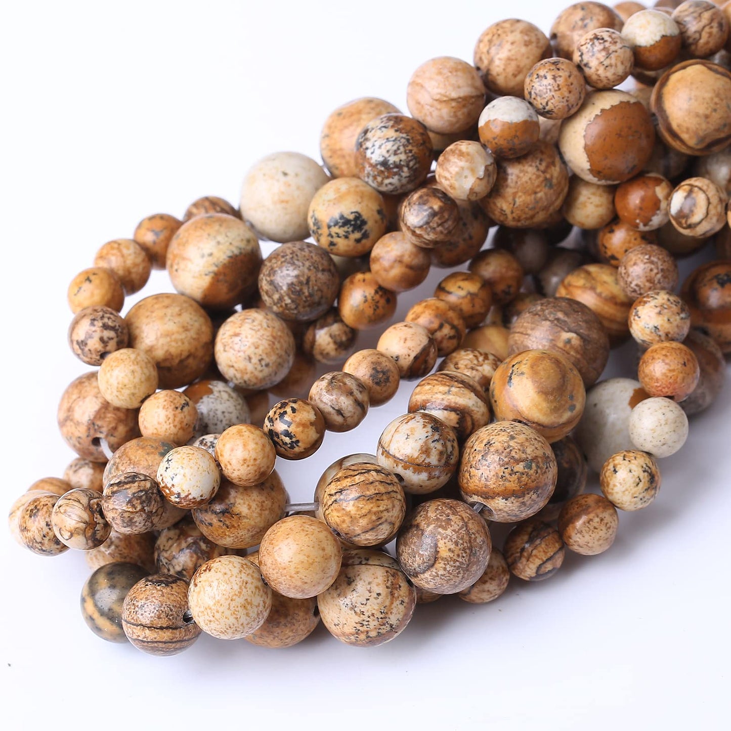36PCS 10MM Pictures Jaspers Stone Beads Energy Healing Beads for DIY Jewelry Bracelet Necklace Making for Jewelry Making 15" (Pictures Jaspers, 6MM)