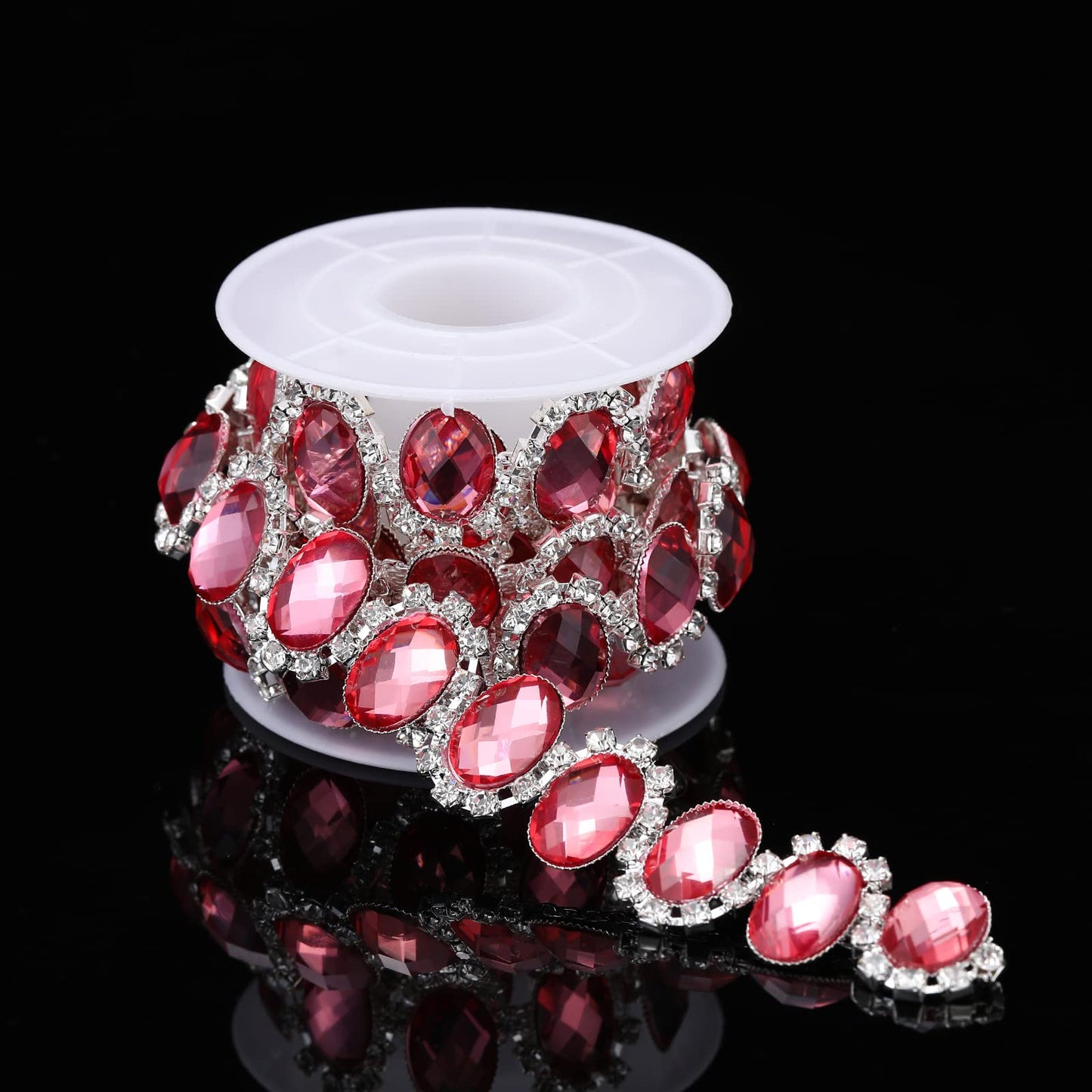 Rytenz 1 Yard Crystal Rhinestone Close Chain Pearl Beaded Trim Bridal Lace Ribbon Trimming Rhinestone Chain Trim for Wedding Party Decoration & Bridal Costume Embellishment Clothing Accessories