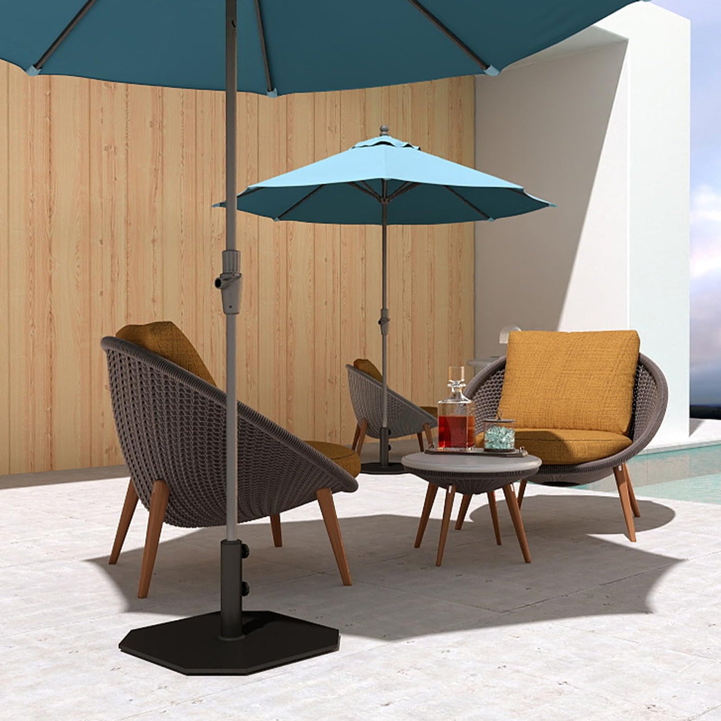 Helios&Hestia 40lbs Square Heavy Duty Outdoor Patio Umbrella Base, Steel Plate Stand Weight with 4 Non-Slip Pads, Fits 7 to 11ft Market Umbrellas, Black