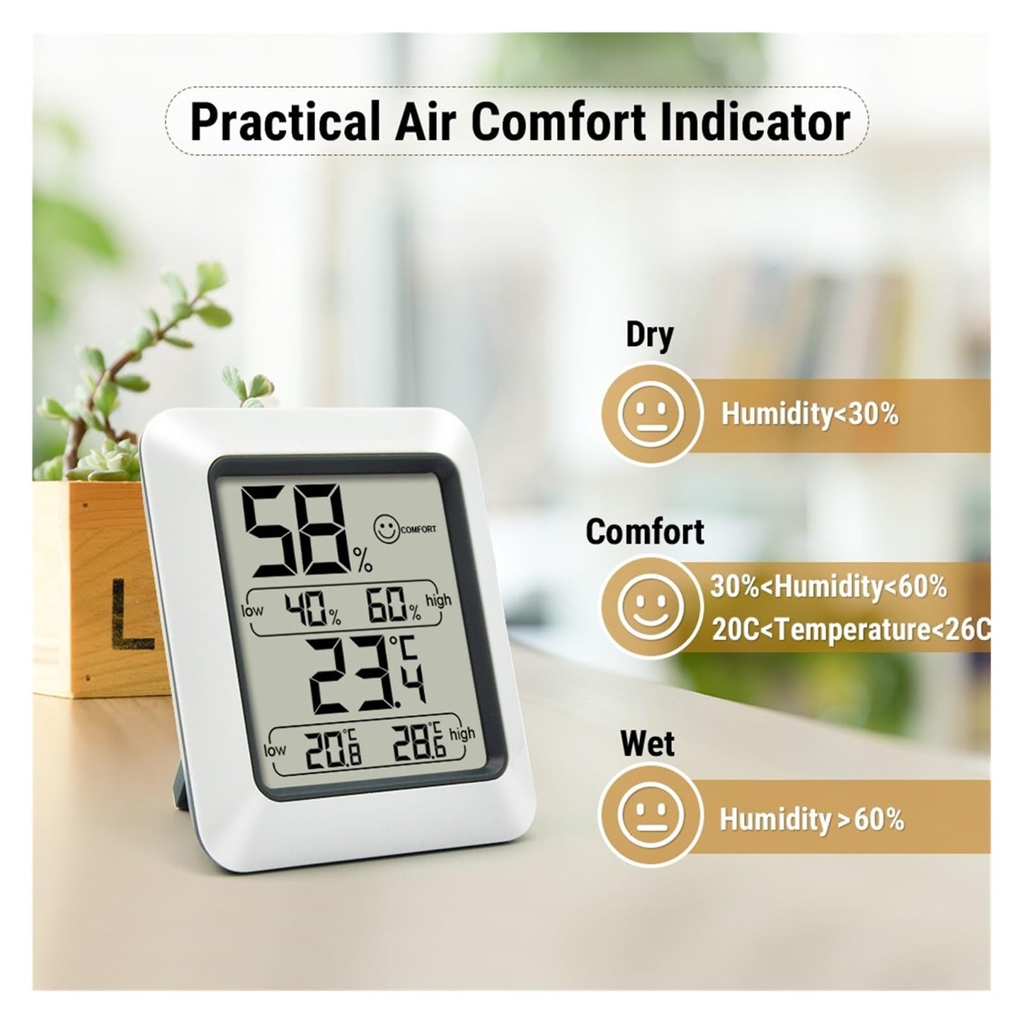 CVGfko Digital Thermometer Hygrometer Indoor Electronic Environmental Room Thermometer Weather Station for Home