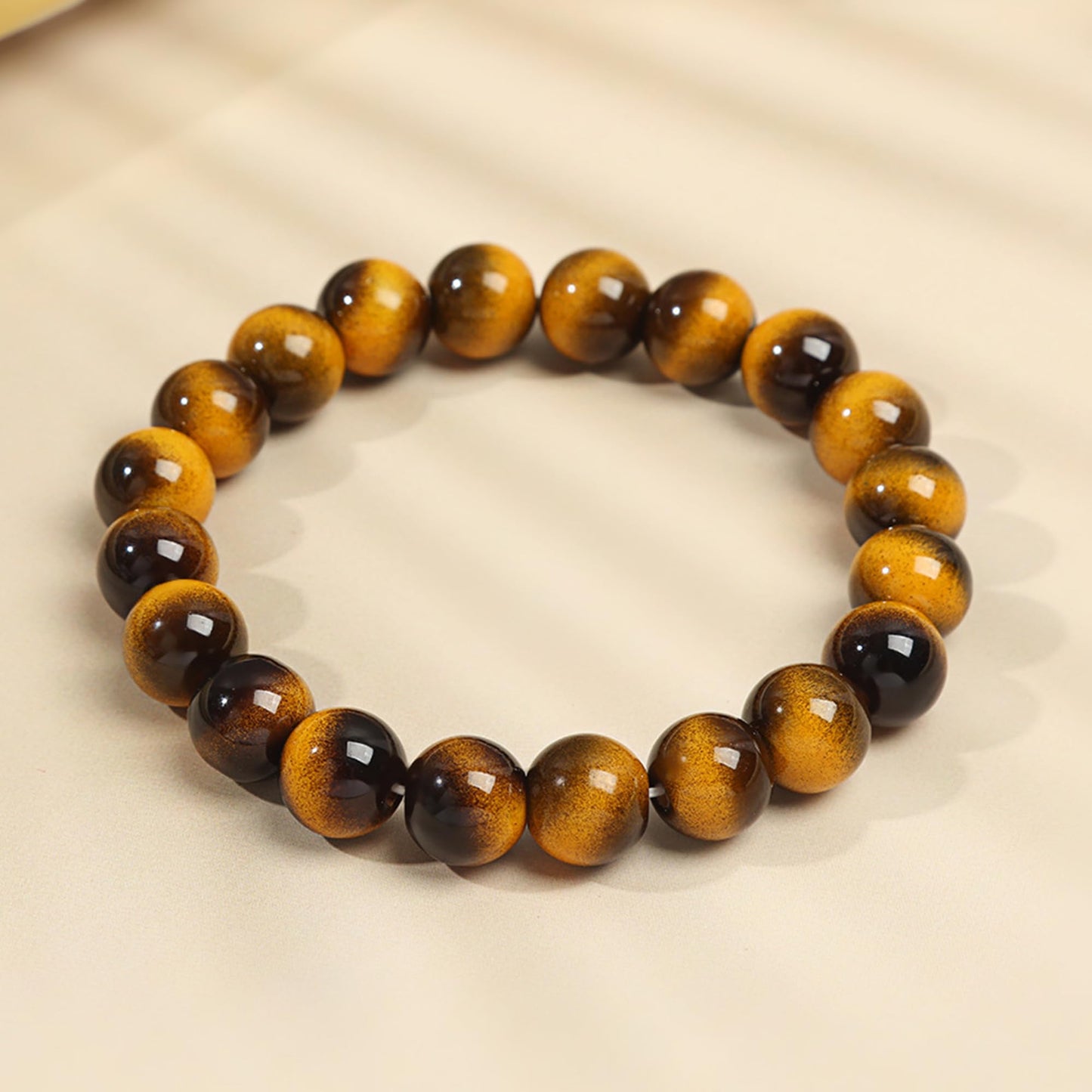 Cryhand Female 8mm Beaded Bracelets For Women Simulated Tigers eye Bracelet for Men Handmade Lucky Money Stretchy Crystal Bracelets Best Gifts 3PCS