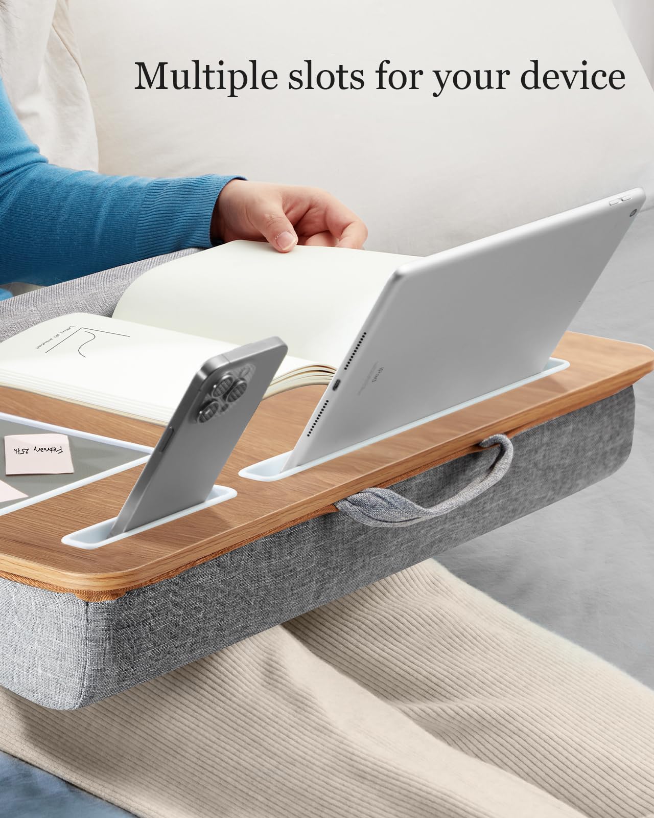 CNFJZFZY Lap Desk for Laptop with Cushion - Portable Lap Desk for Bed & Couch - Gifts for College Girls - Laptop Stand Tray with Mouse Pad - Study Tools & Cooling Pad Included