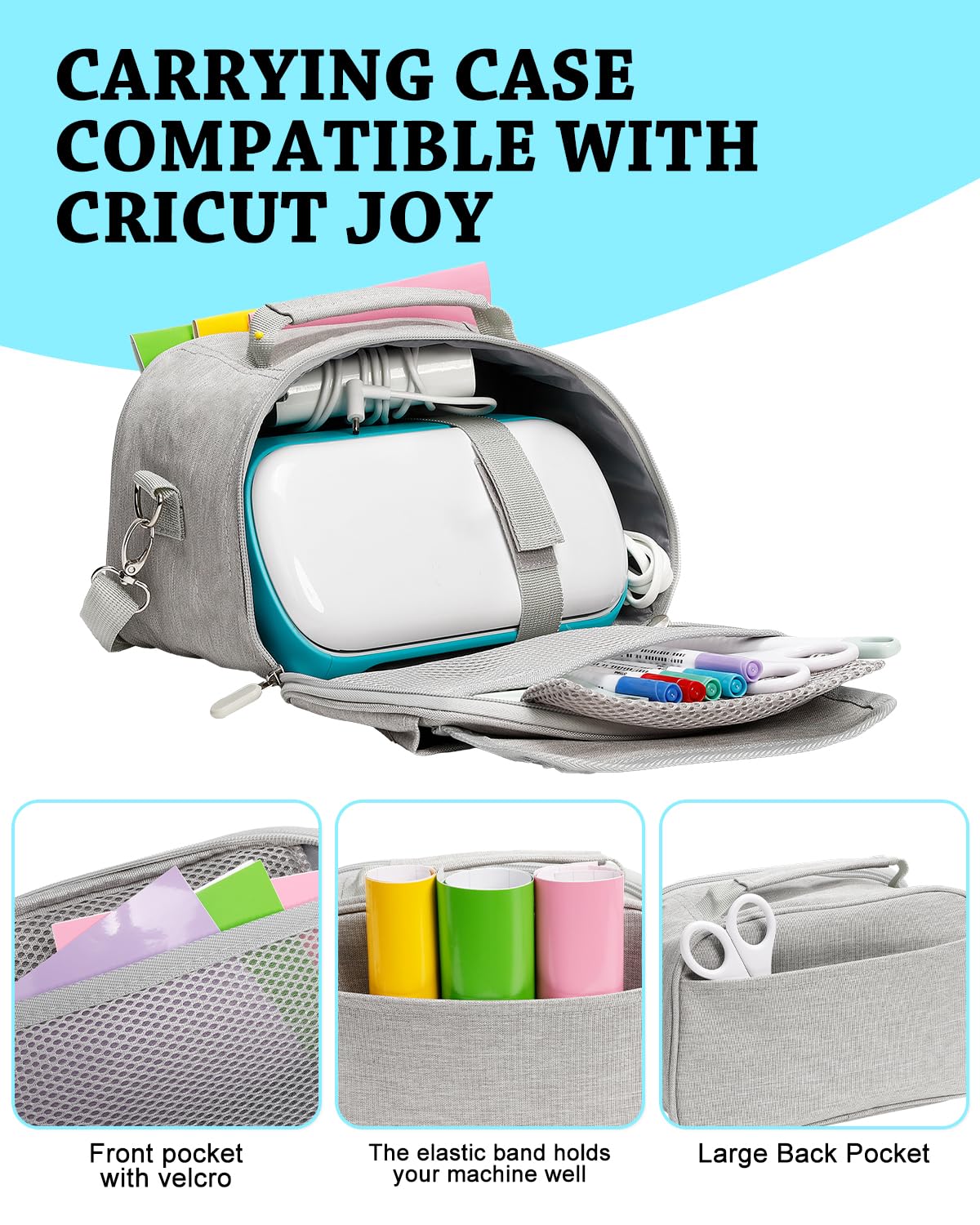 UCEC Craft Organizer Tote Bag & Smart Vinyl Set Compatible with Cricut Joy, Heat Press Accessories and Supplies, Portable Craft Organizer Carrying Case & 51 Sheets 5.5x12 in Vinyl Kit for DIY, Craft