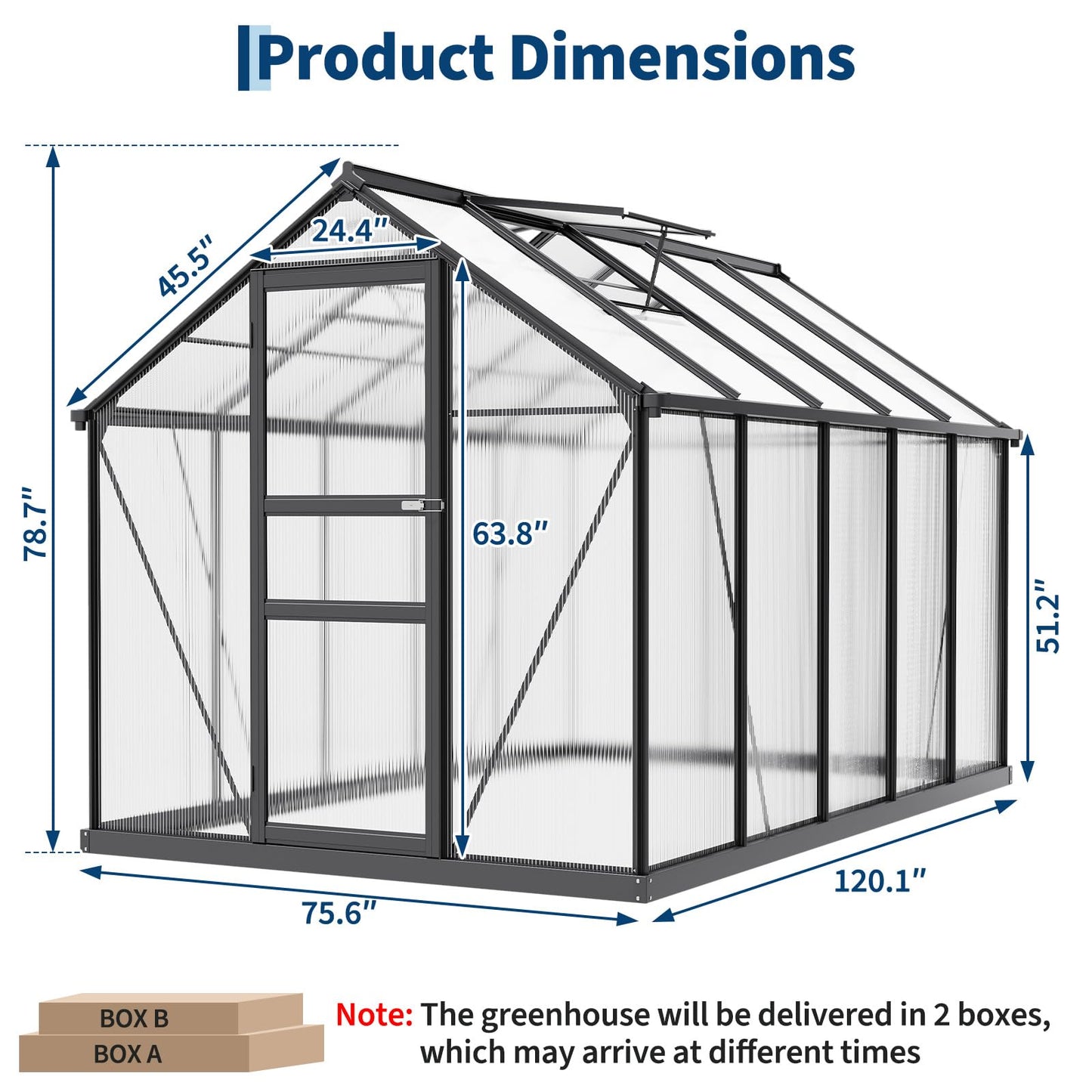Garvee Greenhouse, 6×10FT Greenhouses for Outside, Walk-in Green House with Ground Nails and Vent Windows, Sliding Lockable Door, Polycarbonate Green House for Outside Garden Backyard, Quick Setup