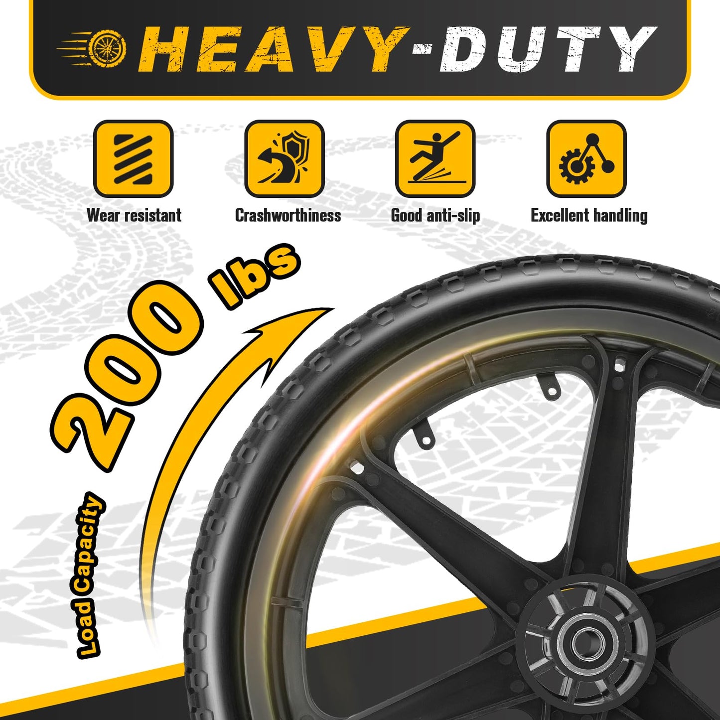 20x1.95" Rim Flat Free Cart Tire Assembly for Rubbermaid Garden Yard Cart, Garden Cart Wheels 20 inch with 5/8" Bearing Replacement for Wheelbarrow, Garden Trailers, Roofing Equipment by AZUNYYDS