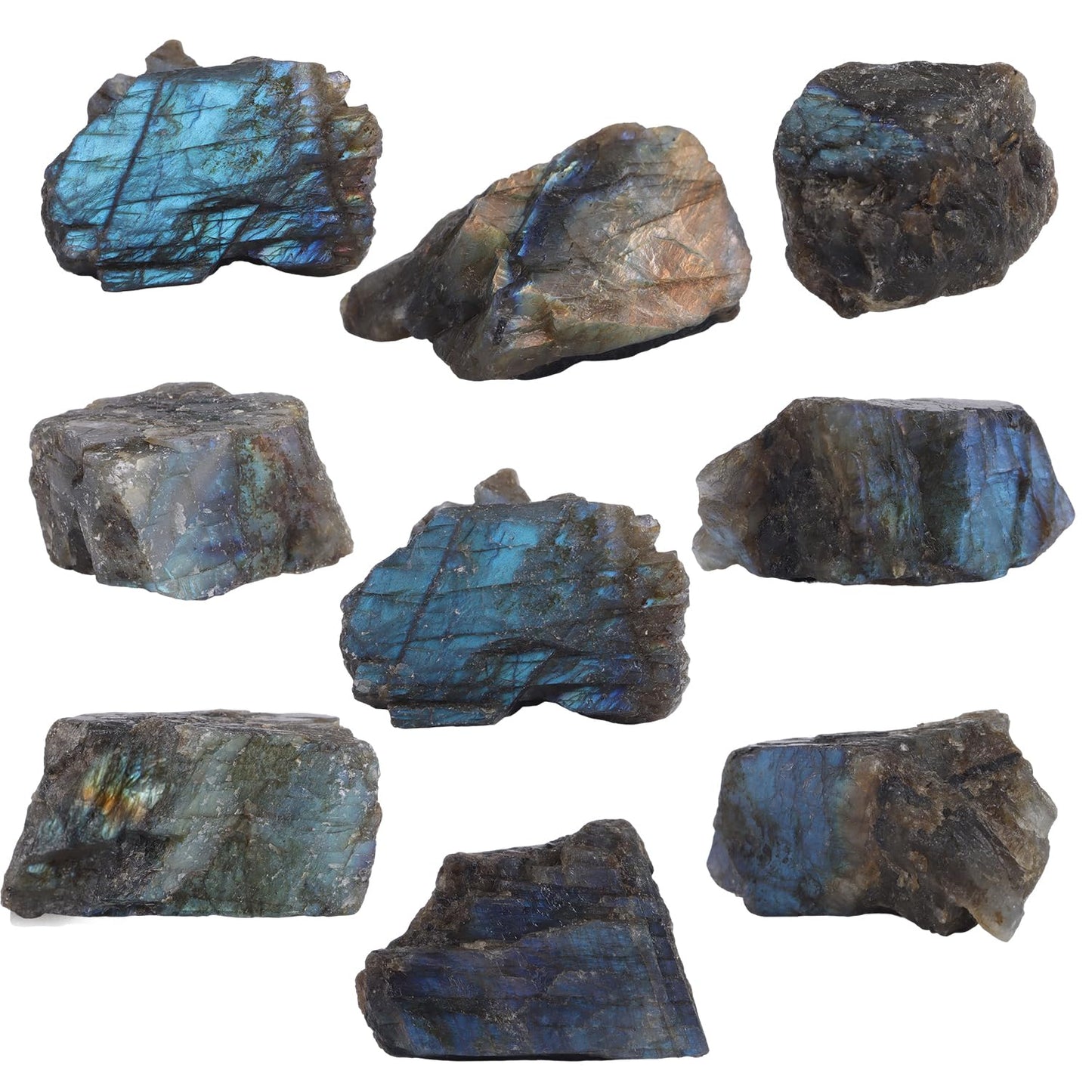 1Lb Raw Labradorite Stones Healing Crystals Natural Rough Gemstone Bulk for Jewelry Making, Healing, Meditation, Reiki, Decoration, Polishing, Wicca & Reiki