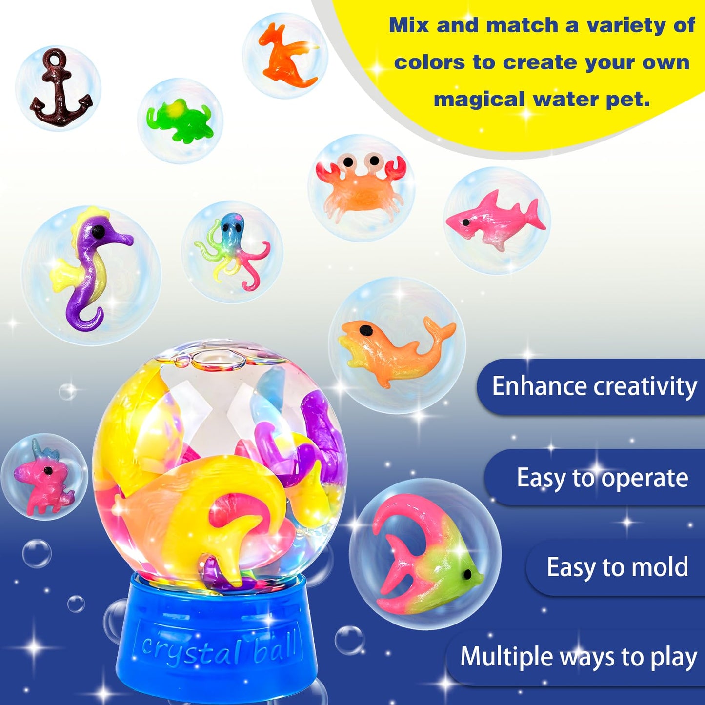 NiuSphere Magic Water Elf Toy Kit - Aqua Gel Water Pets, 18 Gels & 16 Molds, DIY Squishy Maker Kit, Craft Art for Kids, Make Your Own Squishies Sensory Toys, 4 5 6 7 8 9 10 Year Old Boy Girl Gifts
