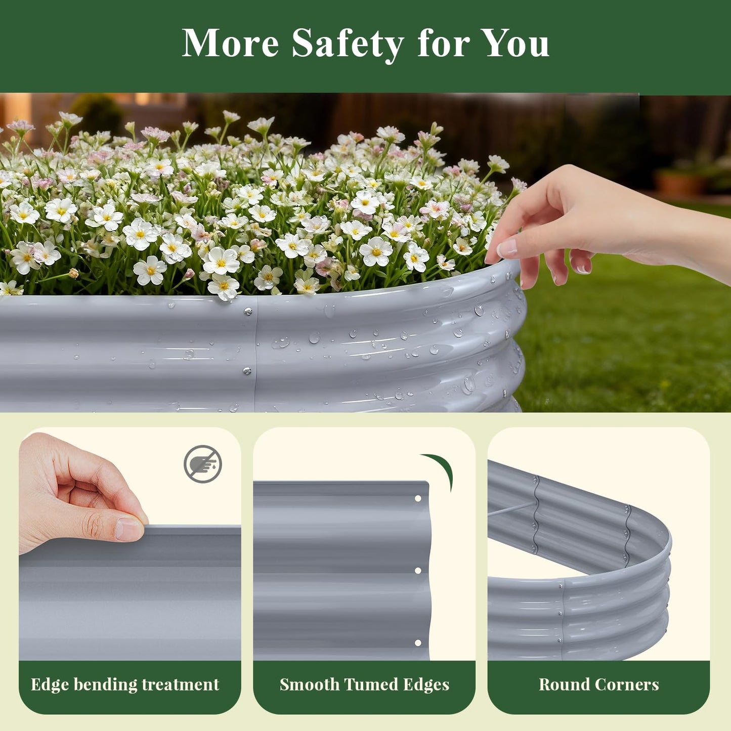 8x3x1.5ft Galvanized Raised Garden Bed, 18" Tall Metal Raised Beds for Gardening, Large Planters Boxes for Outdoor Plants Vegetables, Flowers, Herbs & Tomatoes, Above Ground Garden Beds Kit, Grey