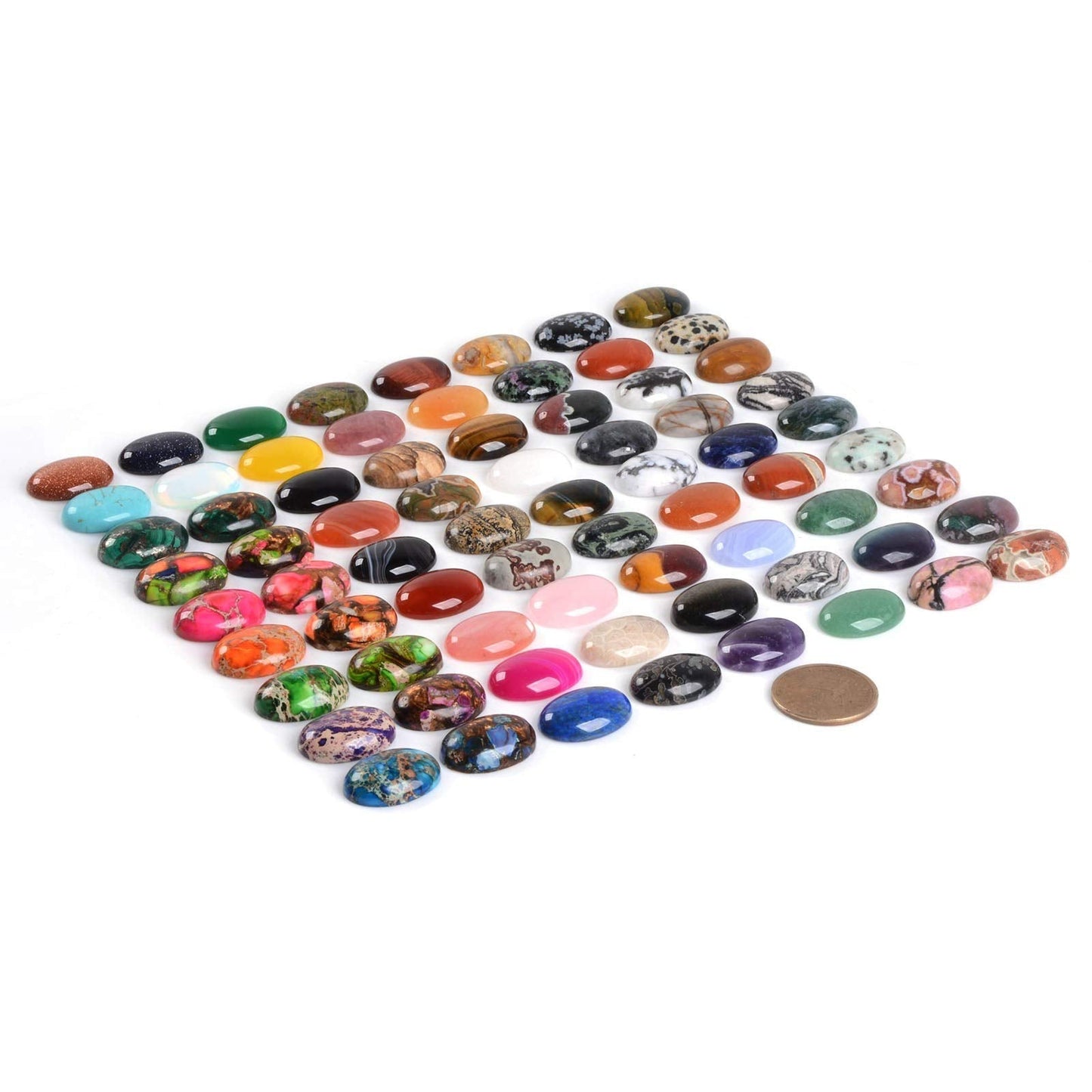 Wholesale Lot 24pcs Multi-color 25mm Gemstone Oval Cab Cabochon For Jewelry Making