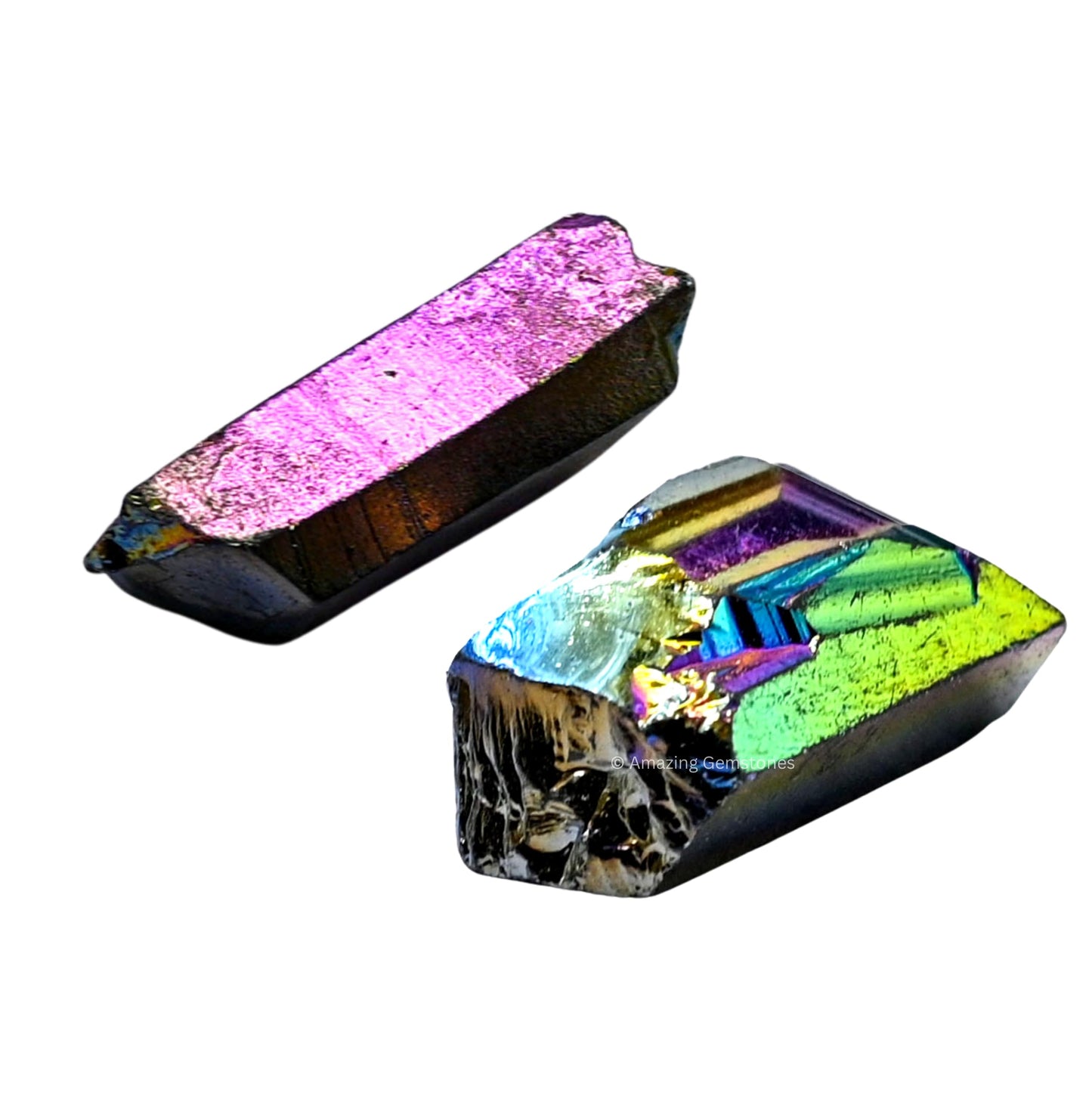 Amazing Gemstone Titanium Aura Quartz Raw Crystals Point and Healing Stones, Natural Rocks for Meditation and DIY Raw Stones and Crystals (1 lb)