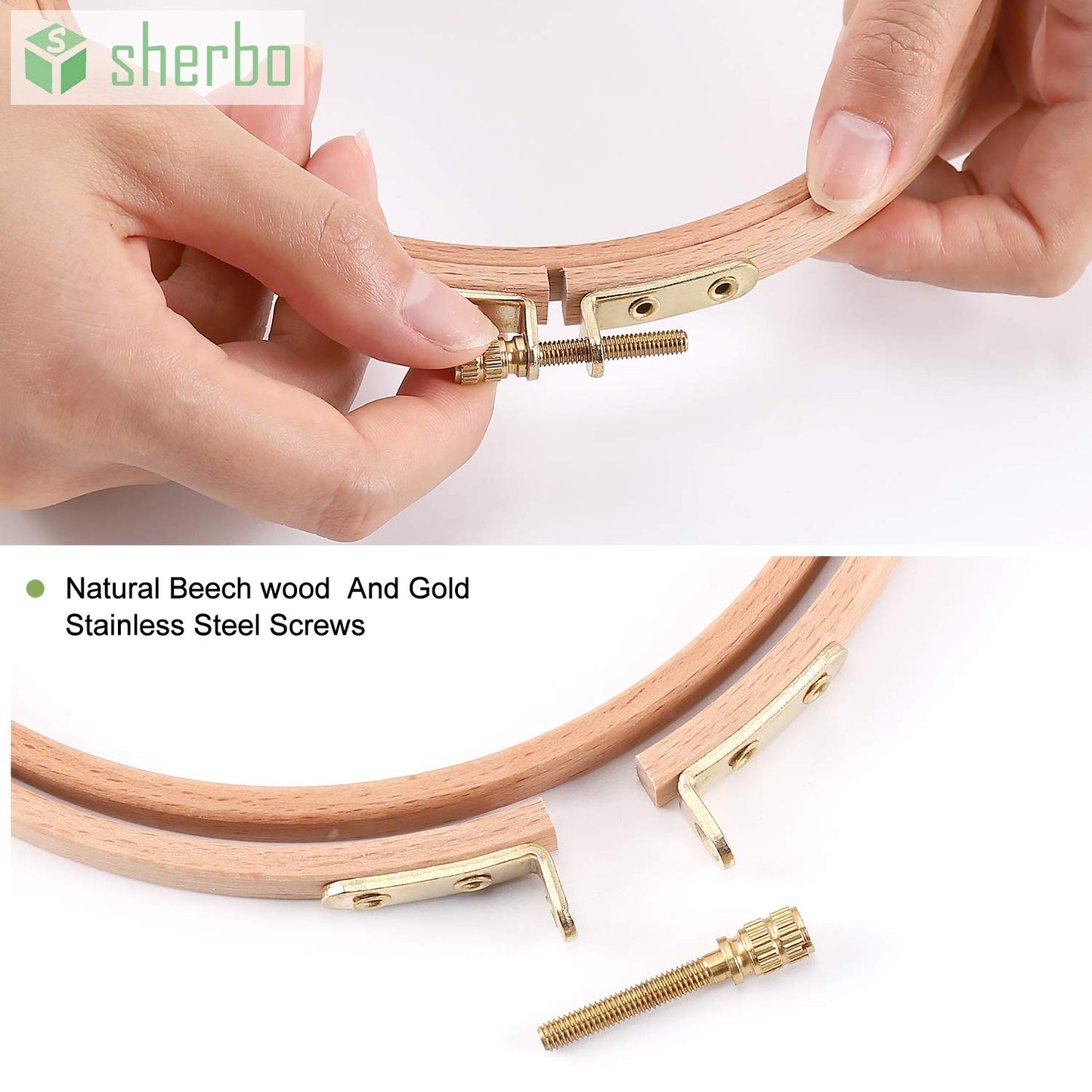 Sherbo 3 Inch Embroidery Hoop - Set of 3 Small Embroidery Hoop Made of Beech Wood, Perfect for Cross Stitch Hoop Designs & Wooden Rings Crafts
