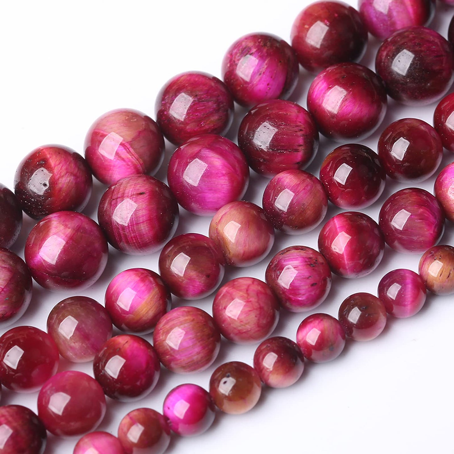 Natural Rose Red Tiger Eye Beads for Jewelry Making Round Loose Stone Beads Semi-Precious DIY Bracelet Necklace 10mm
