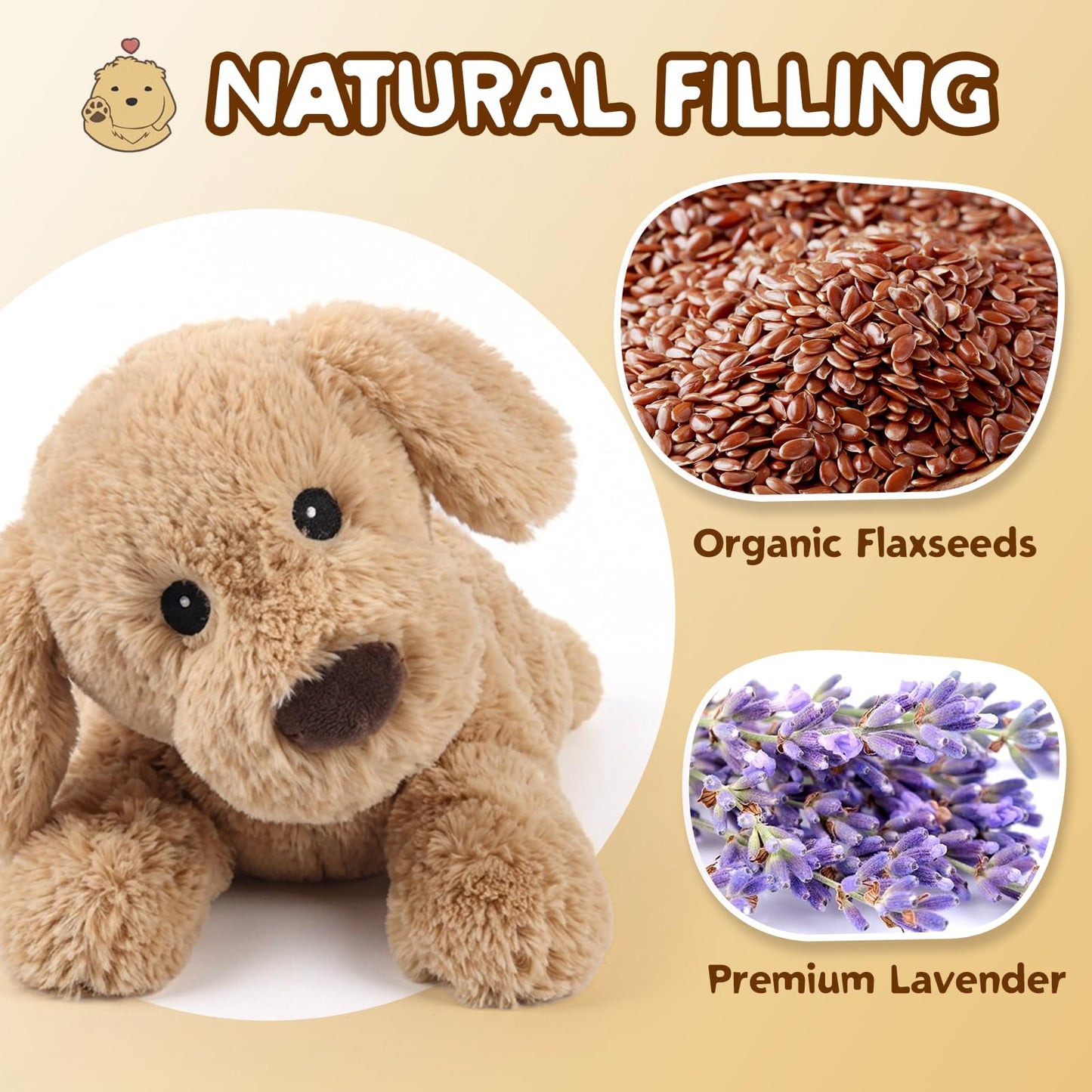 Dog Stuffed Animals, Microwavable Stuffed Animal Adorable Fluffy Puppy Plush for Warmth, Heatable Coolable Lavender Scent Puppy Plush Toy, Cute Soft Dog Plushies for Kids Adults Gift, Golden Retriever