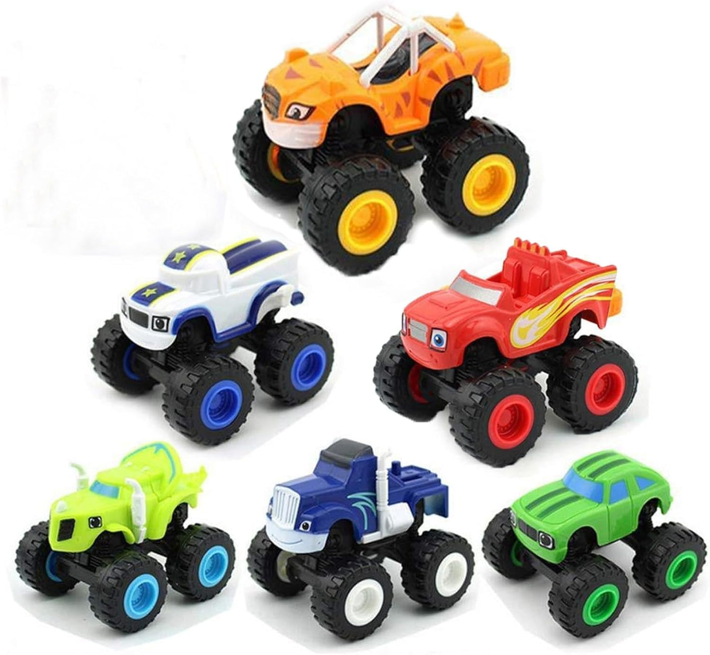 GOLDINPOT Monster Machines Toy Truck & Figure Set - Friction-Powered Stunt Vehicles, Durable ABS Construction Drop-Resistant for 3-6 Year Old Toddlers Kids | Push & Go Monster Cars for Pretend Play