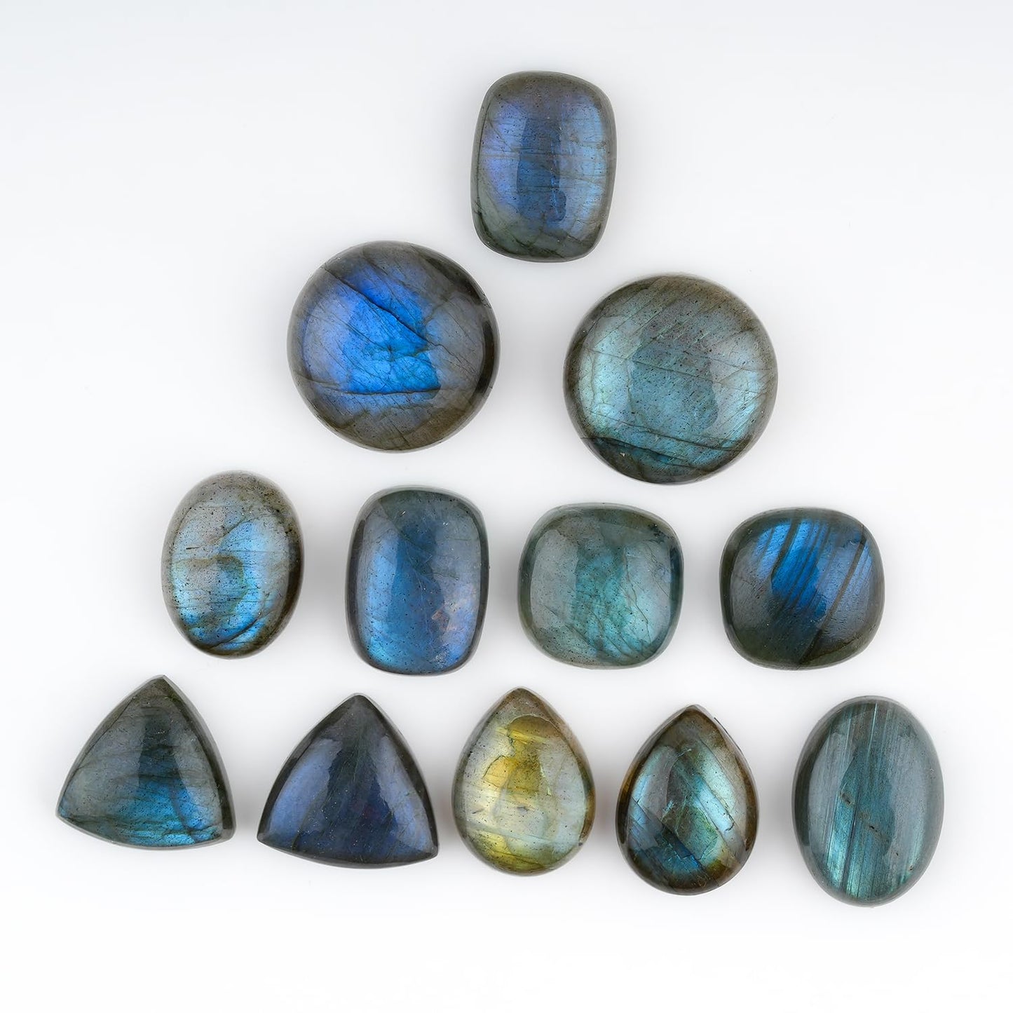 GemSymphony 100 Carat Natural Labarodite Gemstone Cabochon Lot Mixed Shapes – 9 to 11 pcs Hand Polished Crystal Stones for Jewelry Making Supply, Healing, Reiki, Craft Supplies, Unique Cab Set for Wire Wrapping & Collectors (10-20 mm)