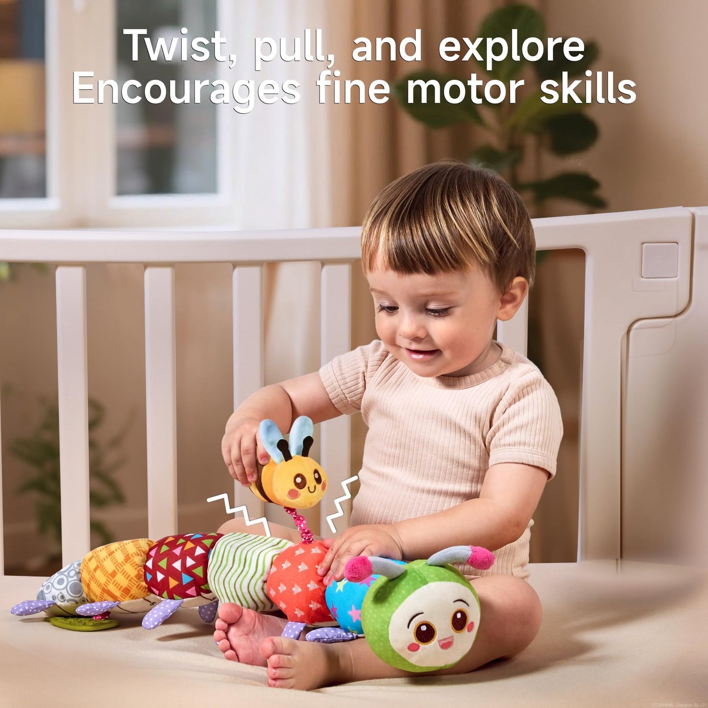TUMAMA Baby Toys for 0 3 6 9 12 Months, Caterpillar Sensory Toy, Infant Baby Stuffed Animal Activity Soft Toys with Teether, Tummy Time Sensory Toys, Newborn Infant Sensory Toys Birthday Gifts