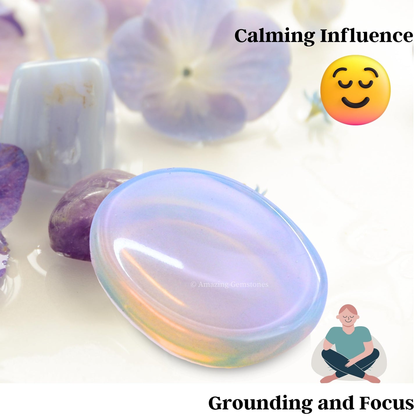 Amazing Gemstone Opalite Worry Stone Crystals and Healing Stones - Worry Stones for Stress Relief Gifts - Piedra Crystal Fidget for Meditation,Relaxation - Unique Stocking Stuffers and Birthday Gifts
