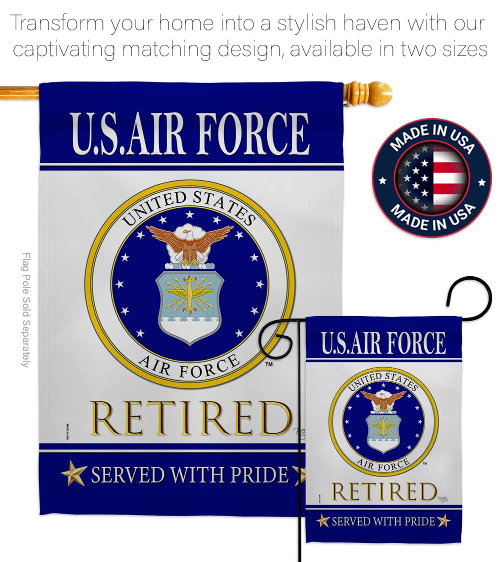 US Air Force Retired Garden Flag - Armed Forces USAF United State American Military Veteran Retire Official - House Decoration Banner Small Yard Gift Double-Sided Made in USA 13 X 18.5