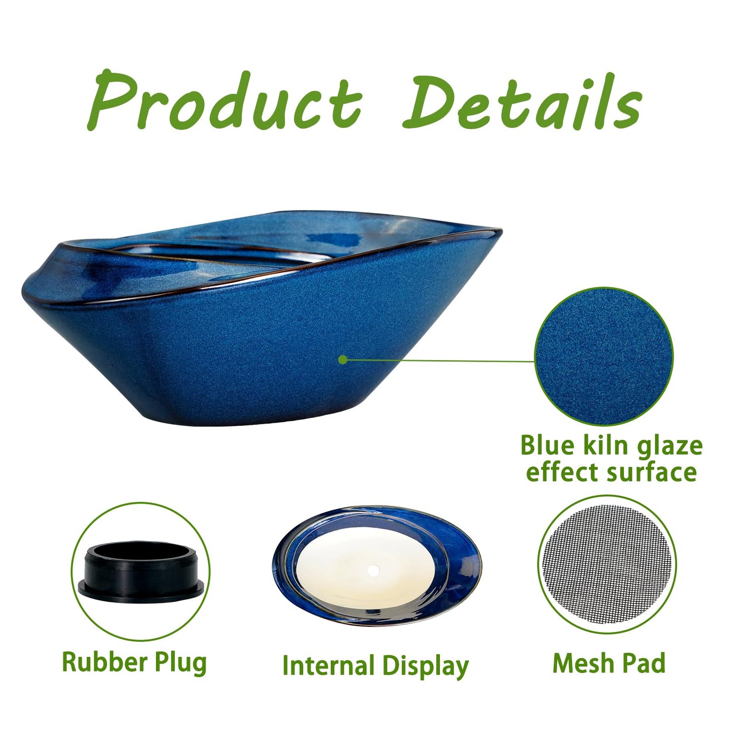 EPFamily Bonsai Pot - 18 Inch Ceramic Planter for Indoor Outdoor Plants Bonsai Tree Pot Modern Large Succulent Planter Decorative Plant Pot with Drainage Hole Blue