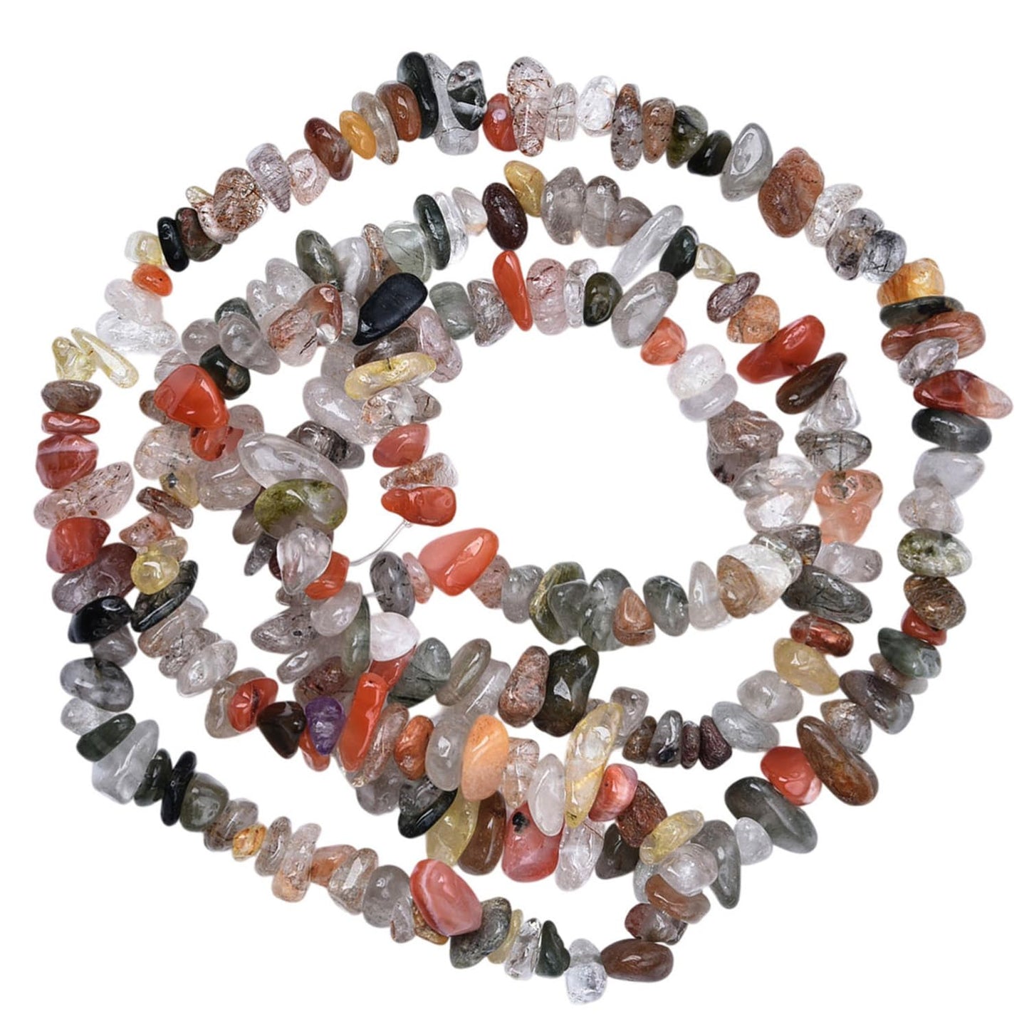 Natural Chip Stone Beads 450pcs Mixed Rutilated Quartz Chips 5-8mm Genuine Irregular Healing Crystal Rocks Hole Drilled DIY Loose Gemstone Beads for Jewelry Making Bracelet Earrings Necklace Crafting