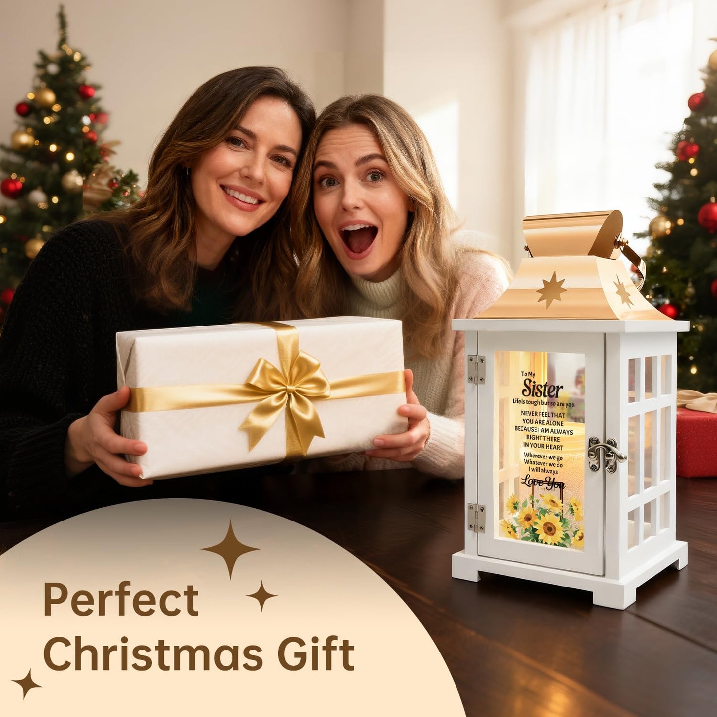 Nowizen Sister Gifts from Sister, Candle Warmer Lamp Lantern with Timer, Christmas Birthday Gifts for Sisters from Sisters - Thanksgiving Gifts