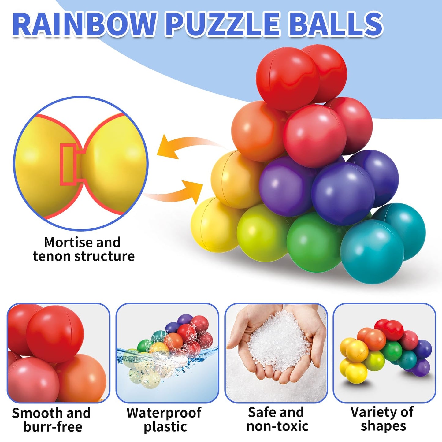 Autism Sensory Toys for Autistic Children, 6 Pack Fidget Toys for Kids Adults, Autistic ADHD Rainbow Ball Stress Toy, Stocking Stuffers Airplane Car Travel Essentials Calm Down Toddler Activities Toy