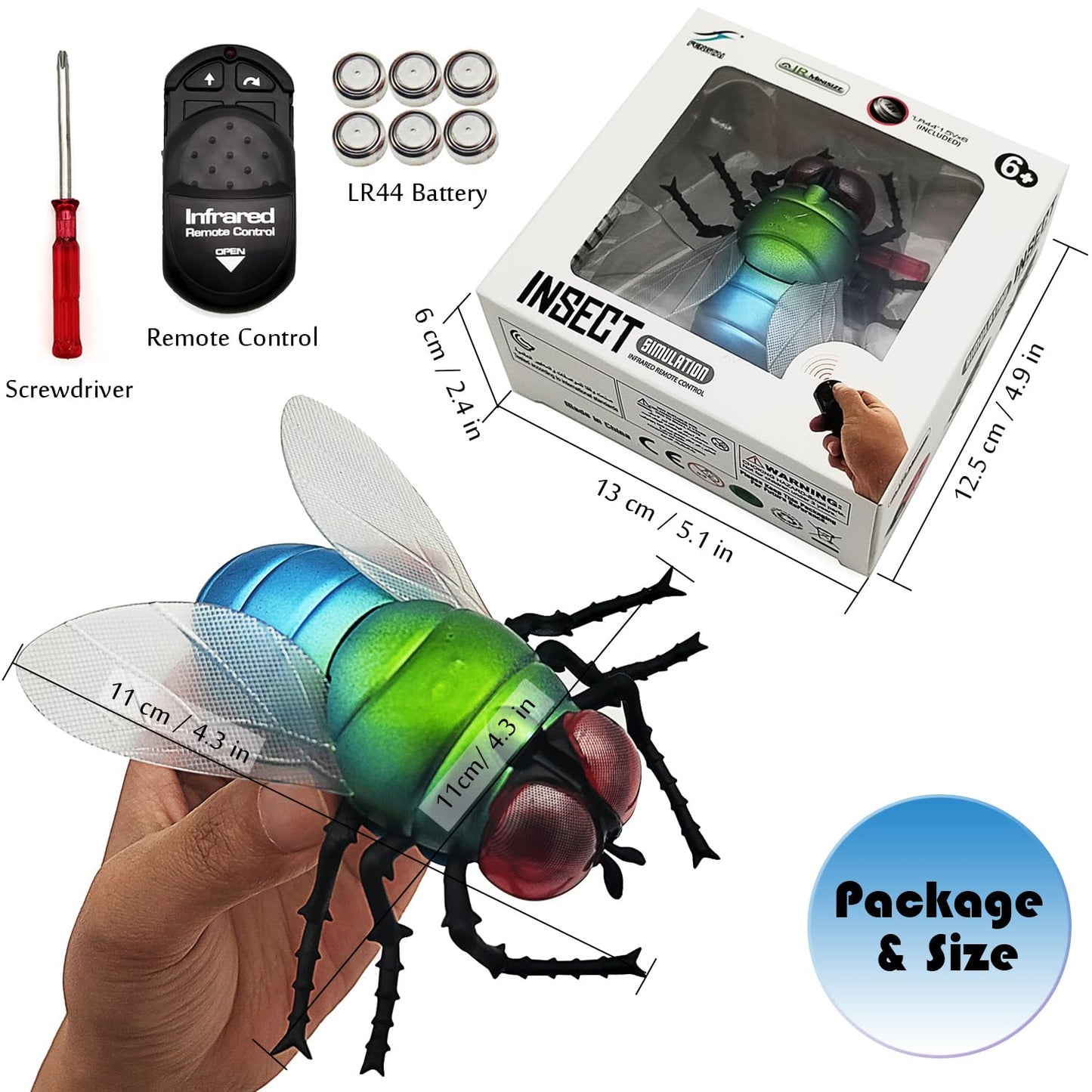 Tipmant Realistic RC Flies Remote Control Insect Animal Vehicle Car Prank Toys Pet Cat Dog Teasing Kid Birthday Gifts