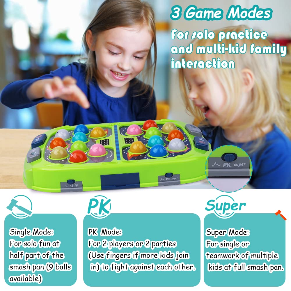 Whack Game Mole for Kids, Toys for 3 4 5 6 7 8+ Year Old Boys Girls, Pounding Toys for Age 3-8, Gift for Kids Toddlers Ages 3-12 Year Old, Interactive Educational Toys with Sound and Light, 3 Modes