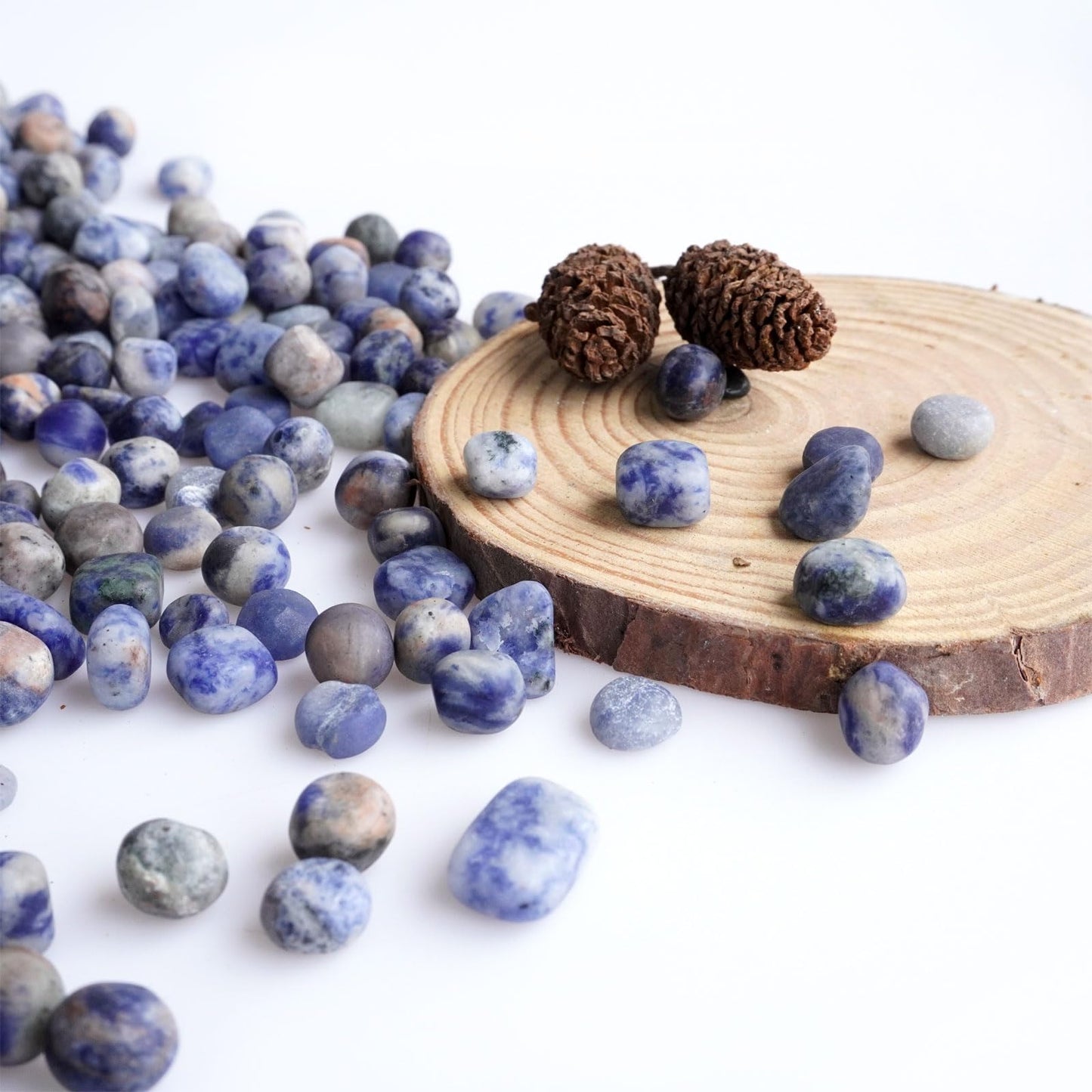 Sisamn 3Lb Natural Blue Sodalite Tumbled Stones - Bulk Polished Crystals for Home Decor, Terrarium Accents, Meditation Spaces, Feng Shui & Decorative Crafts