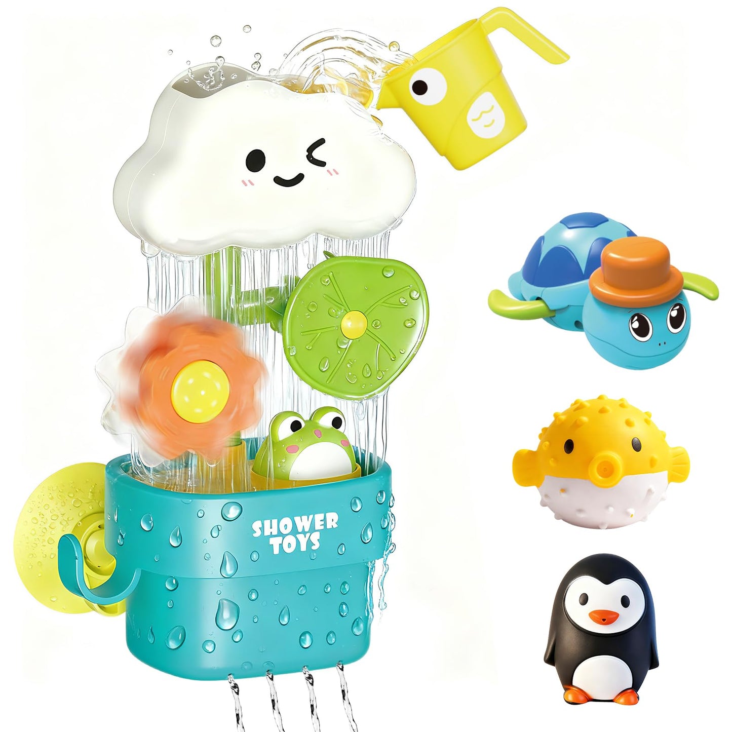 Sitodier Bath Toys for Toddlers 1-3,Baby Waterwheel Bathtub Toy with Suction Cup,Kids Bath Tub Shower Playset,Infant Bathtime Fun Xmas Birthday Gift for 12-18 Months 1 2 3 4 Years Old Baby Girls Boys