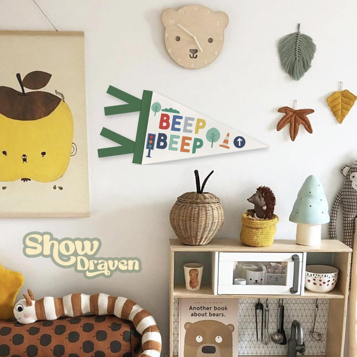ShowDraven kids Playroom Decor Banner Wall Art,Kids Room Felt Banner Wall Art Decor for Playroom,Homeschool，Toddler Boys Girls Room,Nursery 8x17 Inch