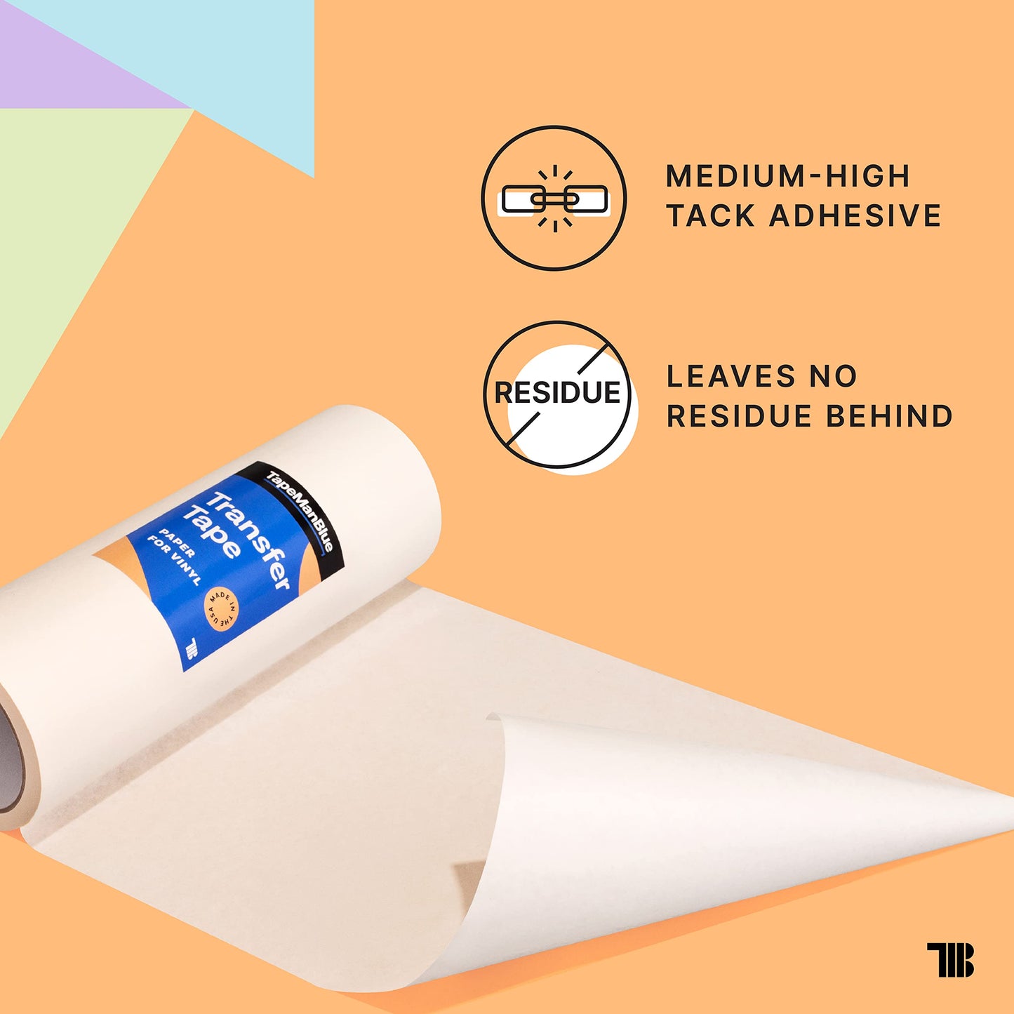 TapeManBlue 6" x 100' Roll of Paper Transfer Tape for Vinyl, Made in America, Premium-Grade Transfer Paper for Vinyl with Layflat Adhesive, Application Tape for Crafts, Decals, and Letters