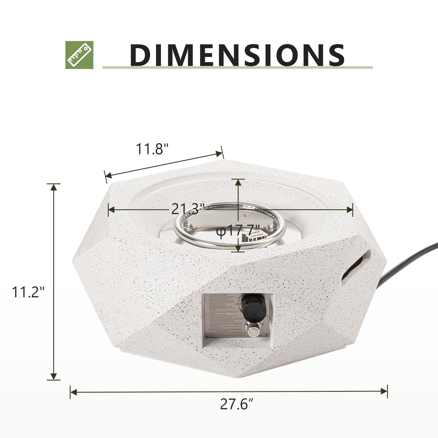 COSIEST Outdoor Propane Fire Pit Table w Terrazzo White Faux Stone 24-inch Hexagon Base, 40,000 BTU Stainless Steel Burner, Free Lava Rocks and Rain Cover