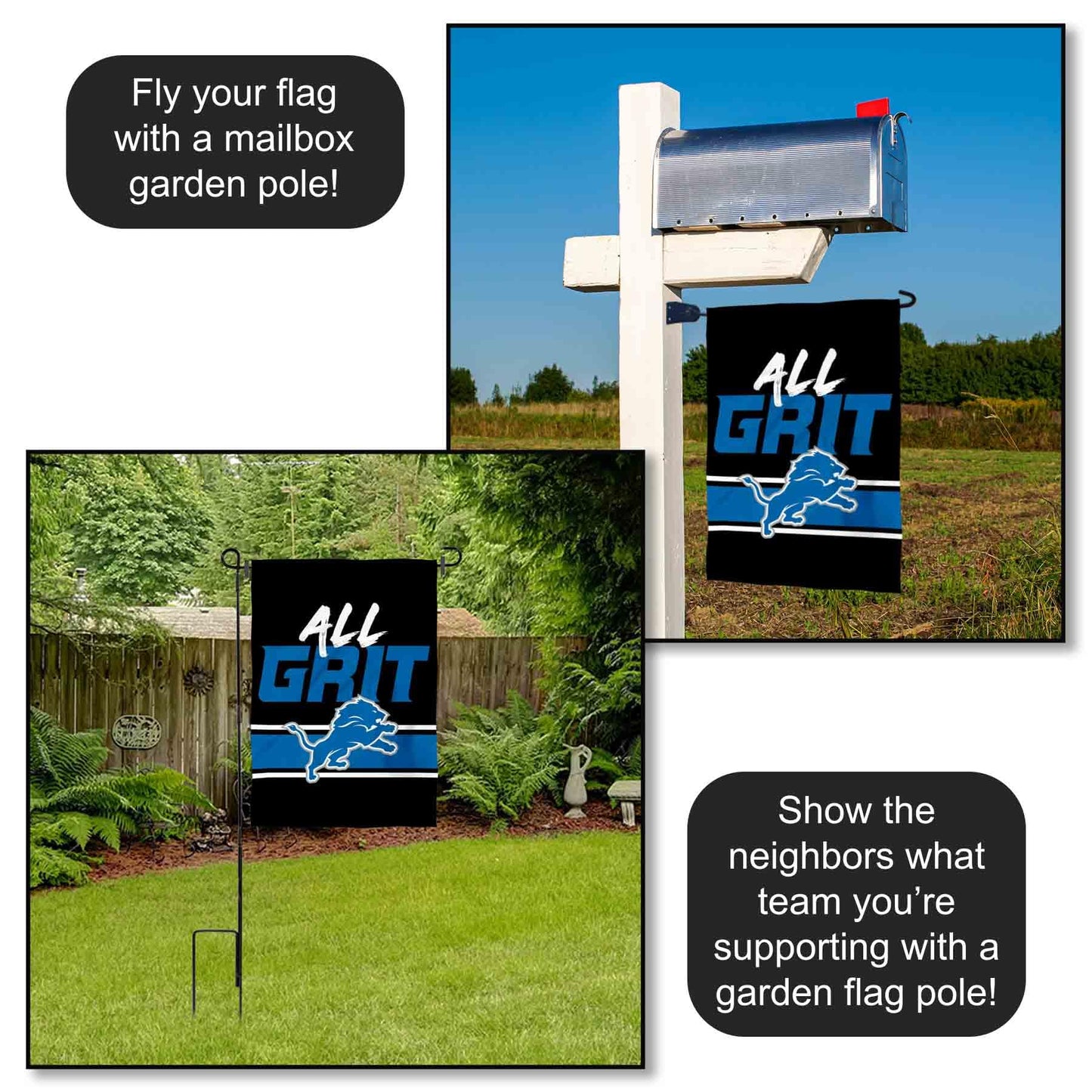 Detroit Lions All Grit Garden Flag Double Sided Banner