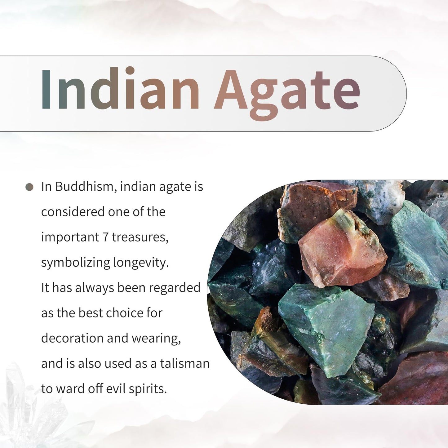 TUMBEELLUWA Healing Stone Bracelet 8mm Beads Chakra Crystal Energy Heart Charm Bracelet Handmade Jewelry for Women, Indian Agate