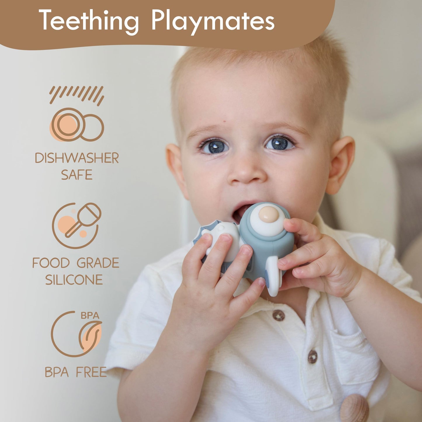 Moonkie Baby Silicone Toy Bundle | Food-Grade Push Cars (3-Pack) & Bunny Stacking Rings (7-Piece) | Safe One-Piece Design for Teething & Play | Montessori Educational Toys for Infants & Toddlers 6M+ |