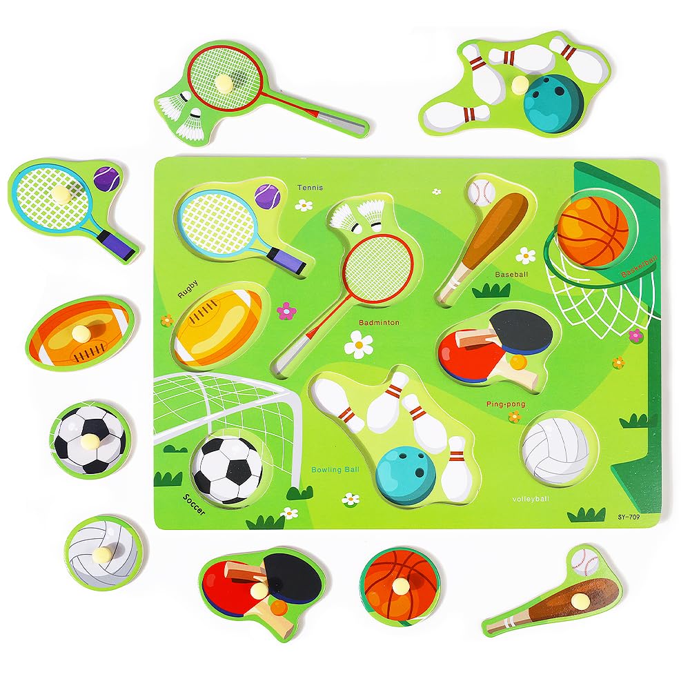 GRINNNIE 9 Pack Montessori Toddler Puzzle for 3 4 5 Years Old, Wooden Learning Puzzle for Toddlers 3-5, Animal, Alphabet, Number, Shape Peg Puzzles Set, Great Birthday for Boys Girls