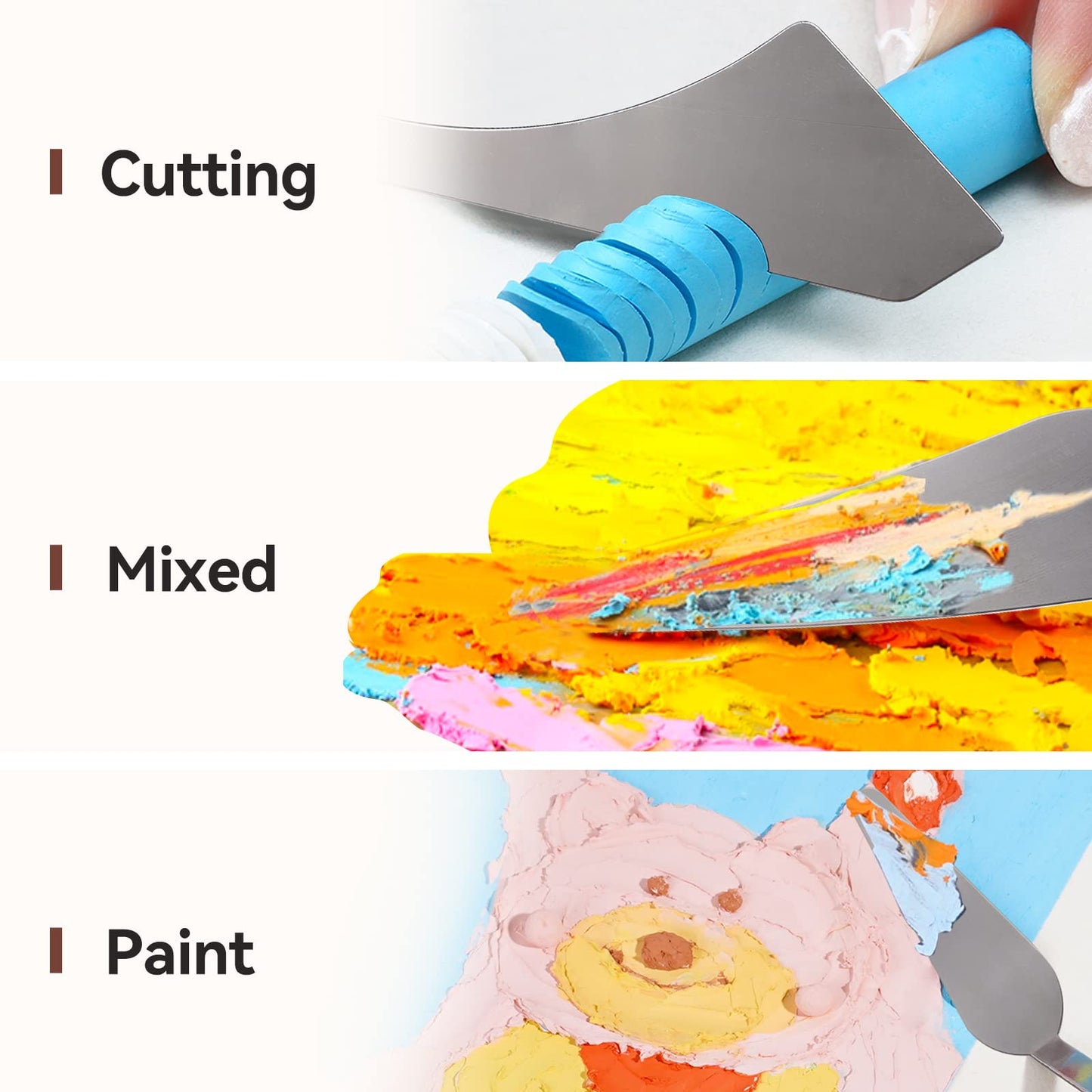 3 Pieces Palette Knife Set Stainless Steel Spatula palette knife for oil painting acrylic painting, Lightwish Painting Knife with Wood Handle for Artist Painting supplies