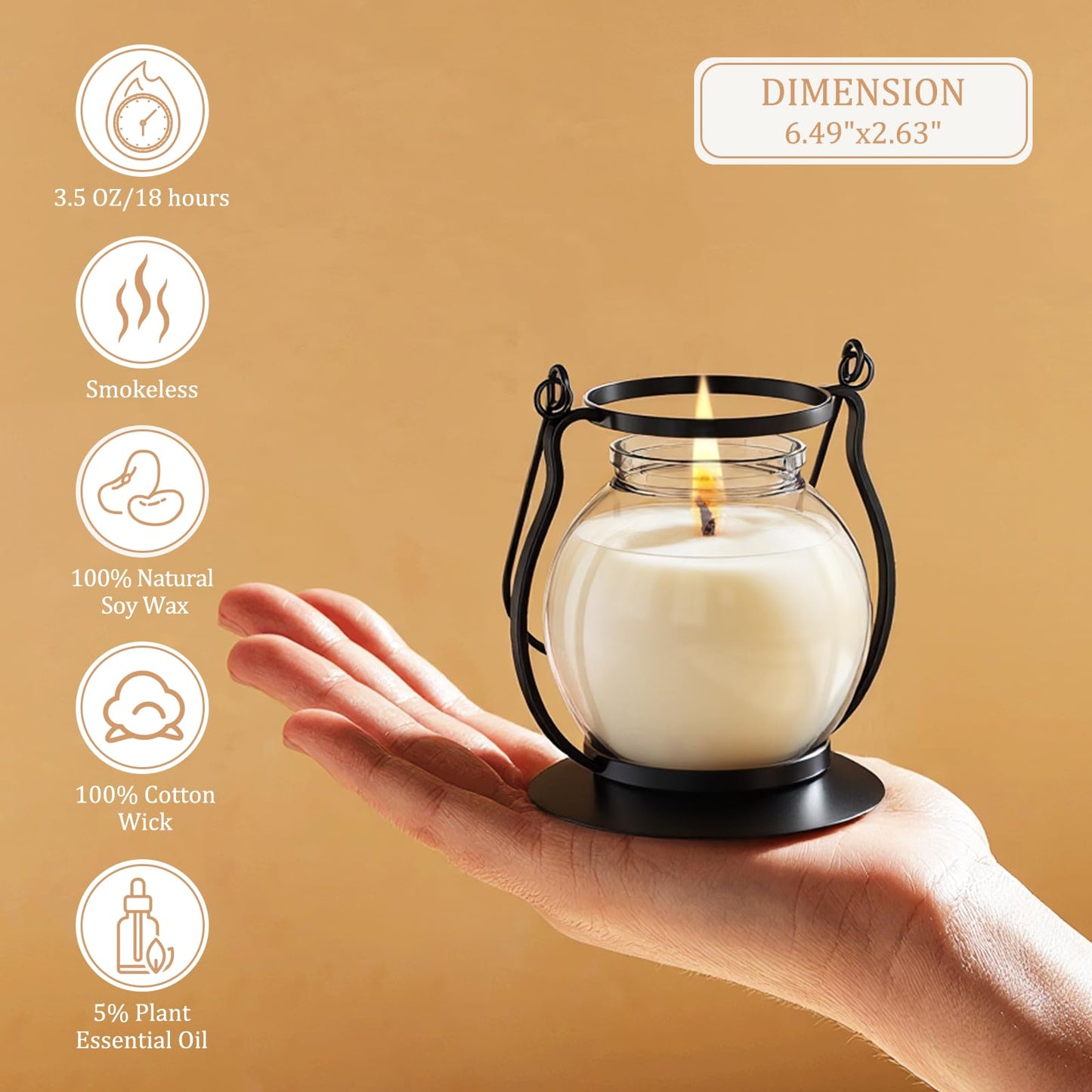 Scented Candles for Home, 3 Pack Fall Candle Set Natural Soy Wax, Retro Lantern Candles Autumn Gifts Set for Women Men, Aromatherapy Candle of Vanilla, Rose, Lavender