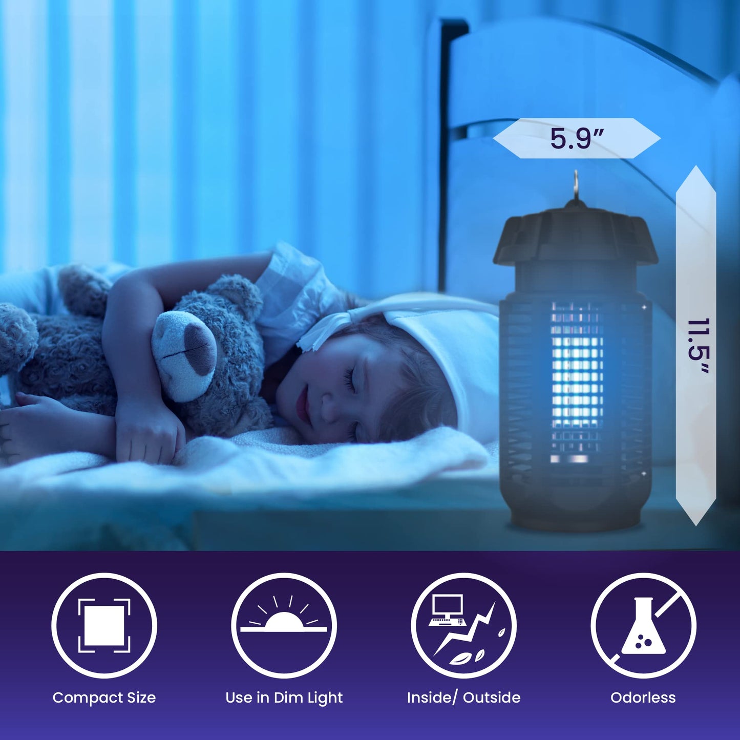 LiBa Electric Bug Zapper, Outdoor & Indoor Insect Killer with Switch – 4000V Powerful Grid, 20W Extra Brightness IPX4 Waterproof Mosquito Repellent Outdoor, Fly Traps for Backyard Patio