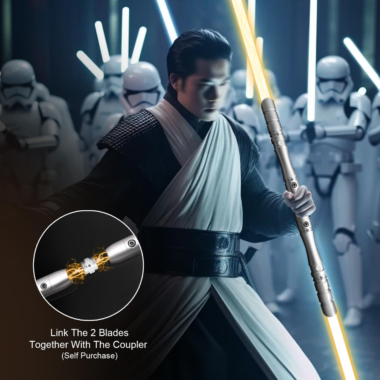 YDDSABER 38.3inch Lightsaber,Metal Duel Light Sabers,4 Sound Fonts,USB Rechargeable Light Swords with Loud Sound,Swing, Blaster,Adults Kids Cosplay Props Birthday Xmas Gift(Orange)