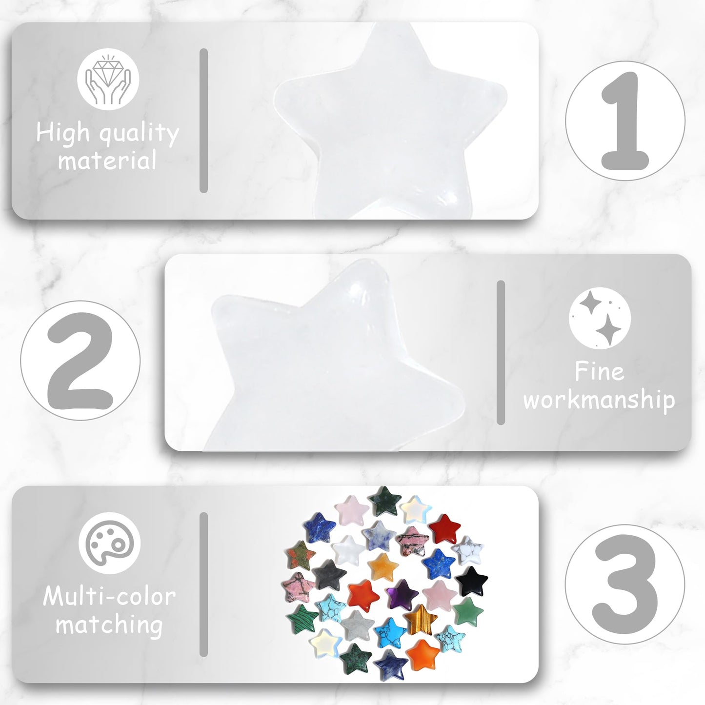 QINJIEJIE 20 PCS Clear Quartz Star Crystals Healing Stones Polished Crystal Cute Mini Pocket Stone Star Shaped Gemstones Set Bulk Wholesale Reiki Energy Balancing Thanksgiving Day Gift for Women