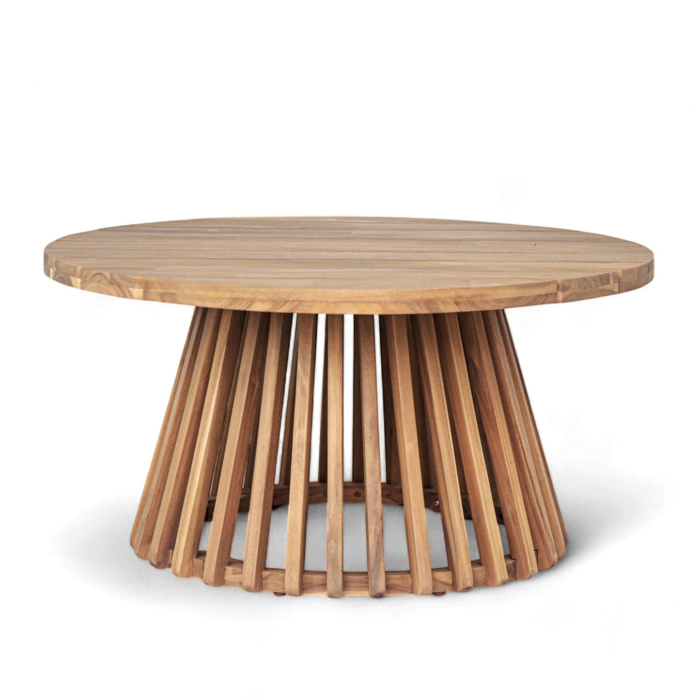 Christopher Knight Home Hakee Acacia Wood Patio Coffee Table, Round Coffee Table with Unique Wooden Base, Stylish Indoor/Outdoor Table, Easy Assembly, 31.5" x 31.5" x 16", Light Teak