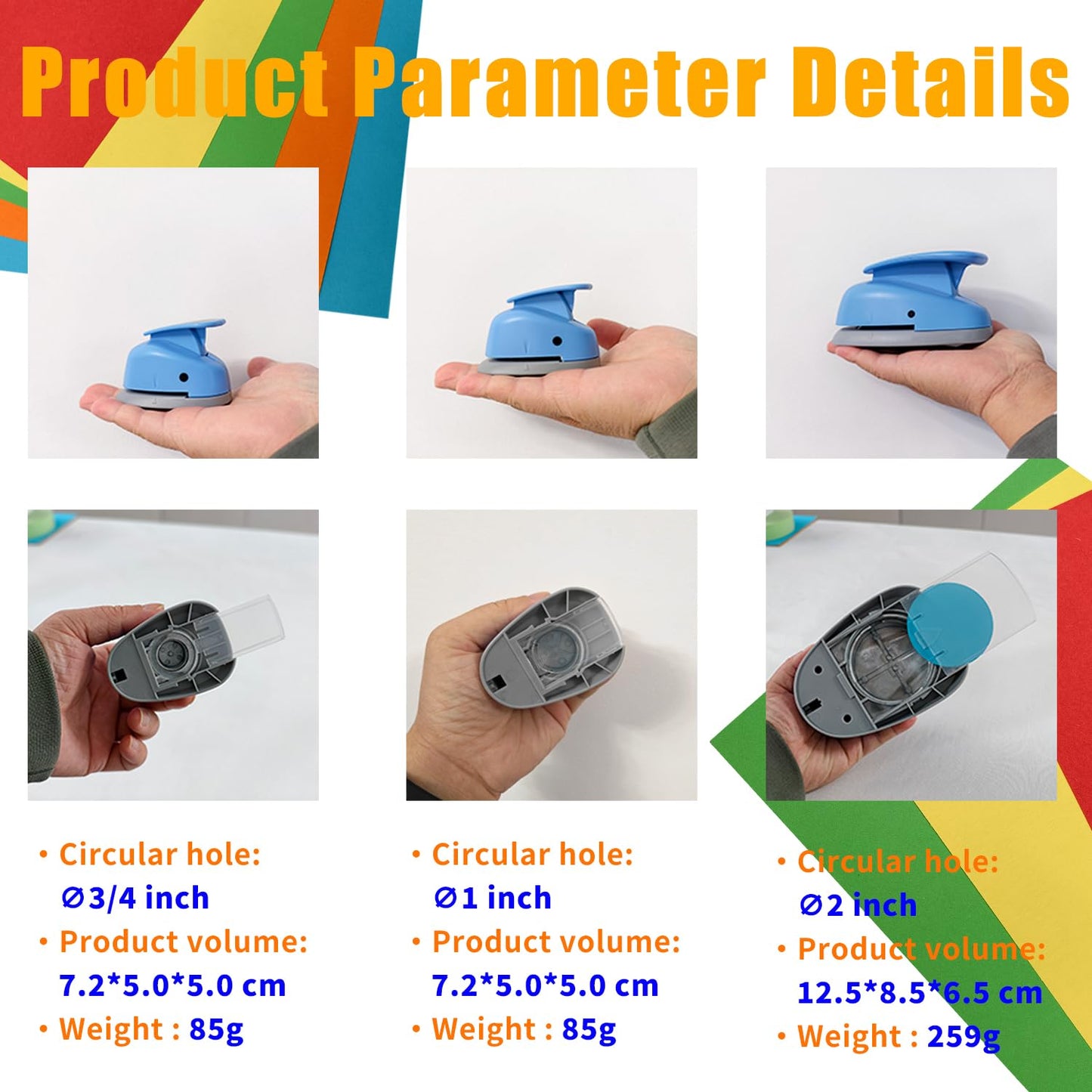 Circle Paper Punch, Multi Size Paper Punch, 3 Different Sizes Circle Hole Paper Punch,Handmade Scrapbook, Crafting Designs for Card Making, DIY Albums Photos,Christmas and Birthday Gifts.