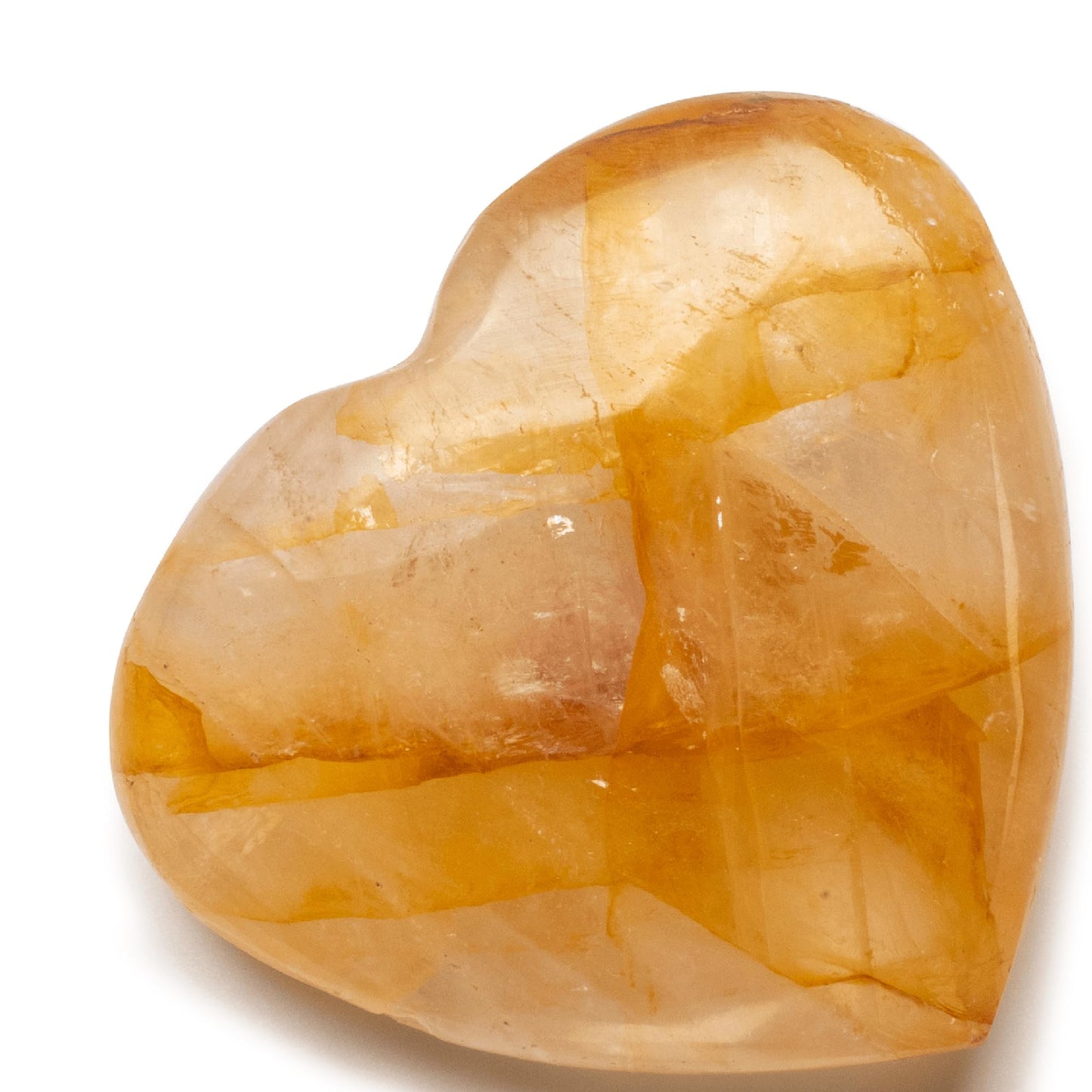 KALIFANO Golden Healer Quartz Heart - Worry Stone with Healing & Calming Effects - AAA Grade High Energy Hematoid Cuarzo with Information Card - Reiki Crystal Carving Used for Clarity (Family Owned)