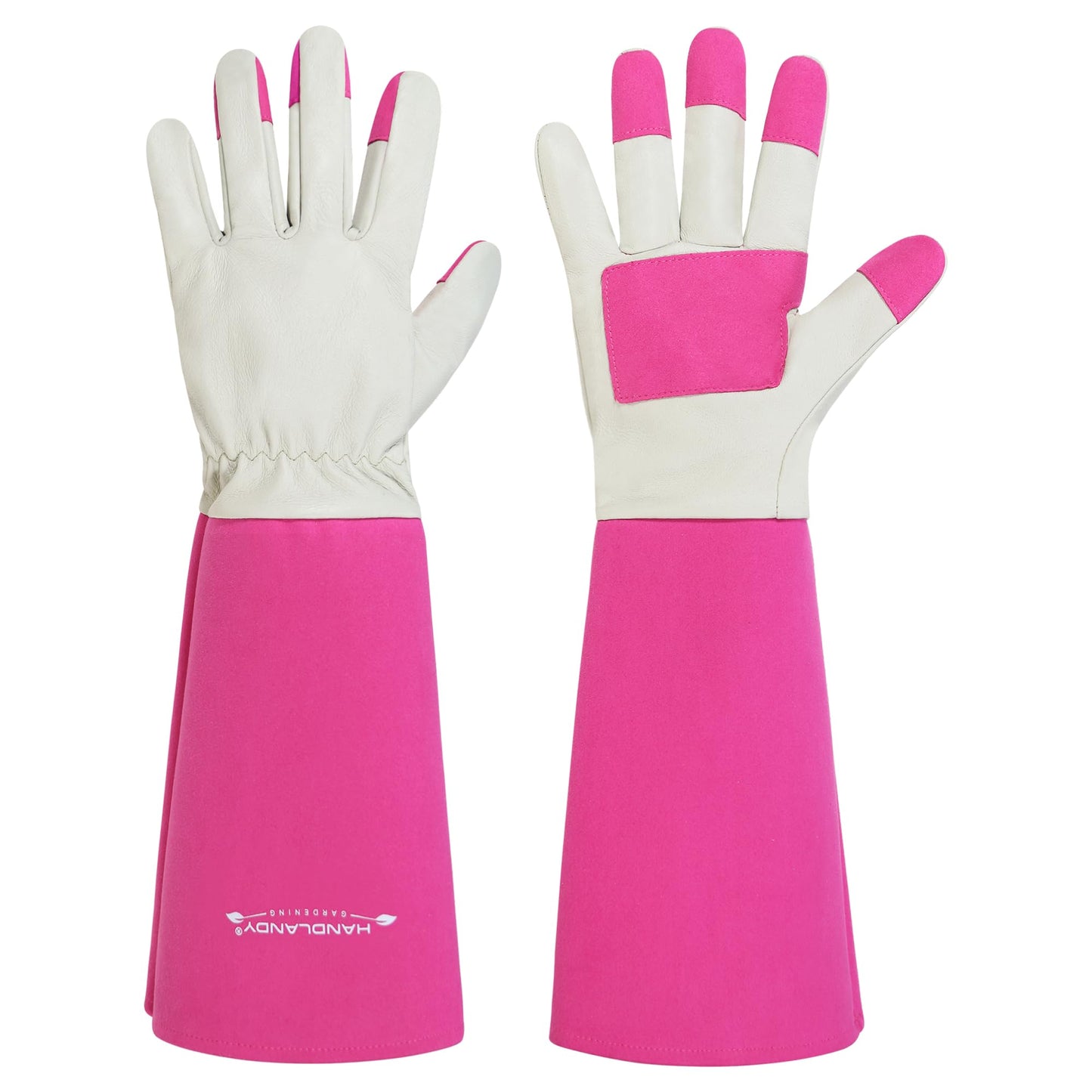 HANDLANDY Rose Pruning Gardening Gloves for Men & Women, Thornproof Long Gauntlet Gloves, Pigskin Leather - Breathable & Durability (Small)