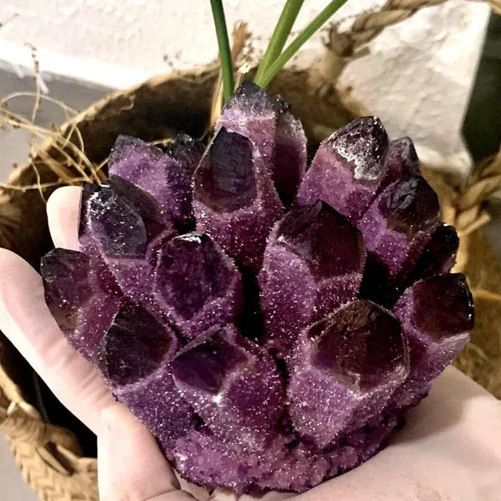 BLOCKv Natural Crystal Amethyst Cluster, Amethyst Crystal Rock, Large Natural Amethyst Crystal Clusters Stone, Raw Amethyst Stone, Natural Amethyst Geode Cave Healing Crystal Stones(200-300g)